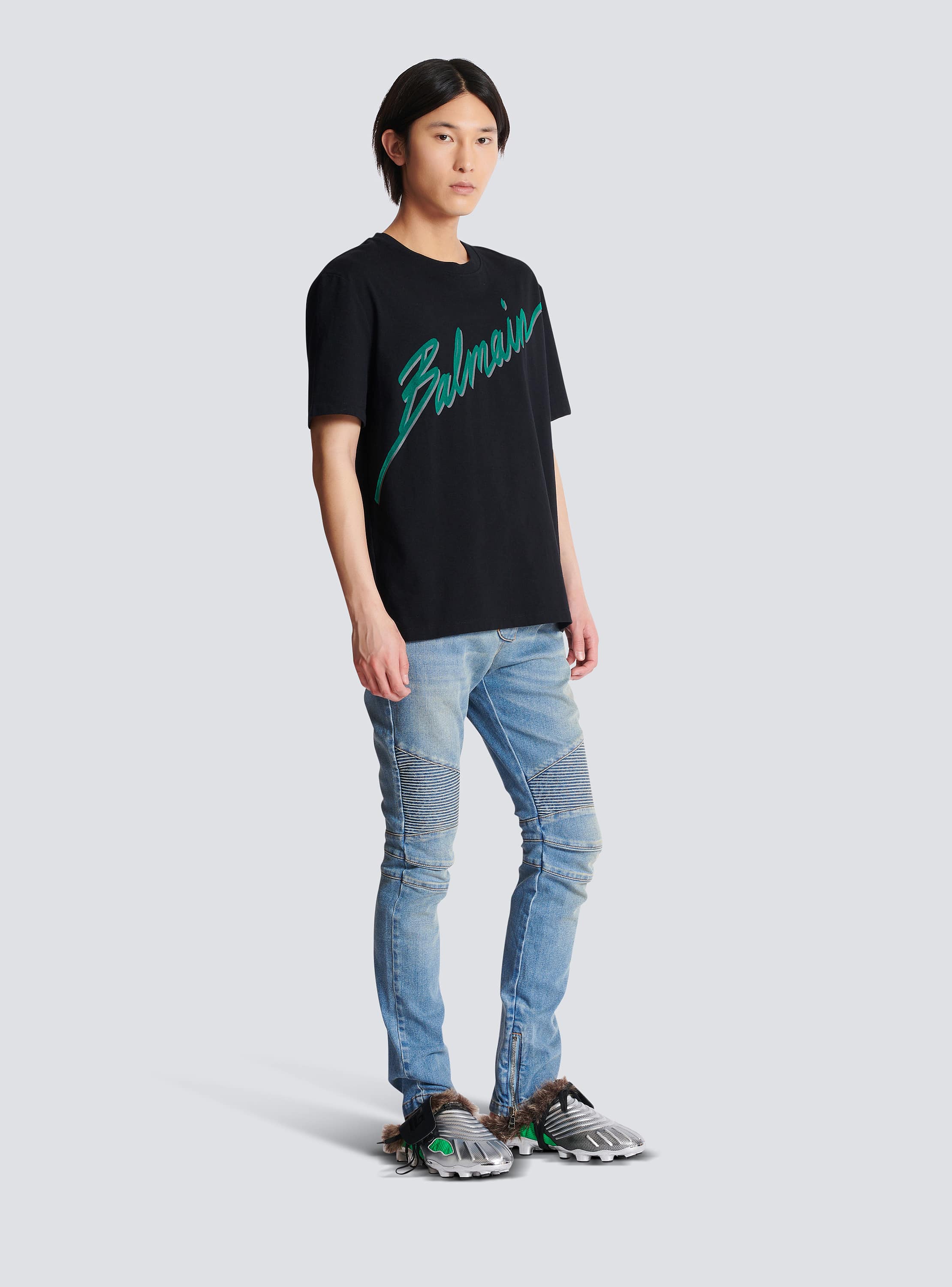 Balmain Tiger Printed Black Cotton T-Shirt Sz S | eBay