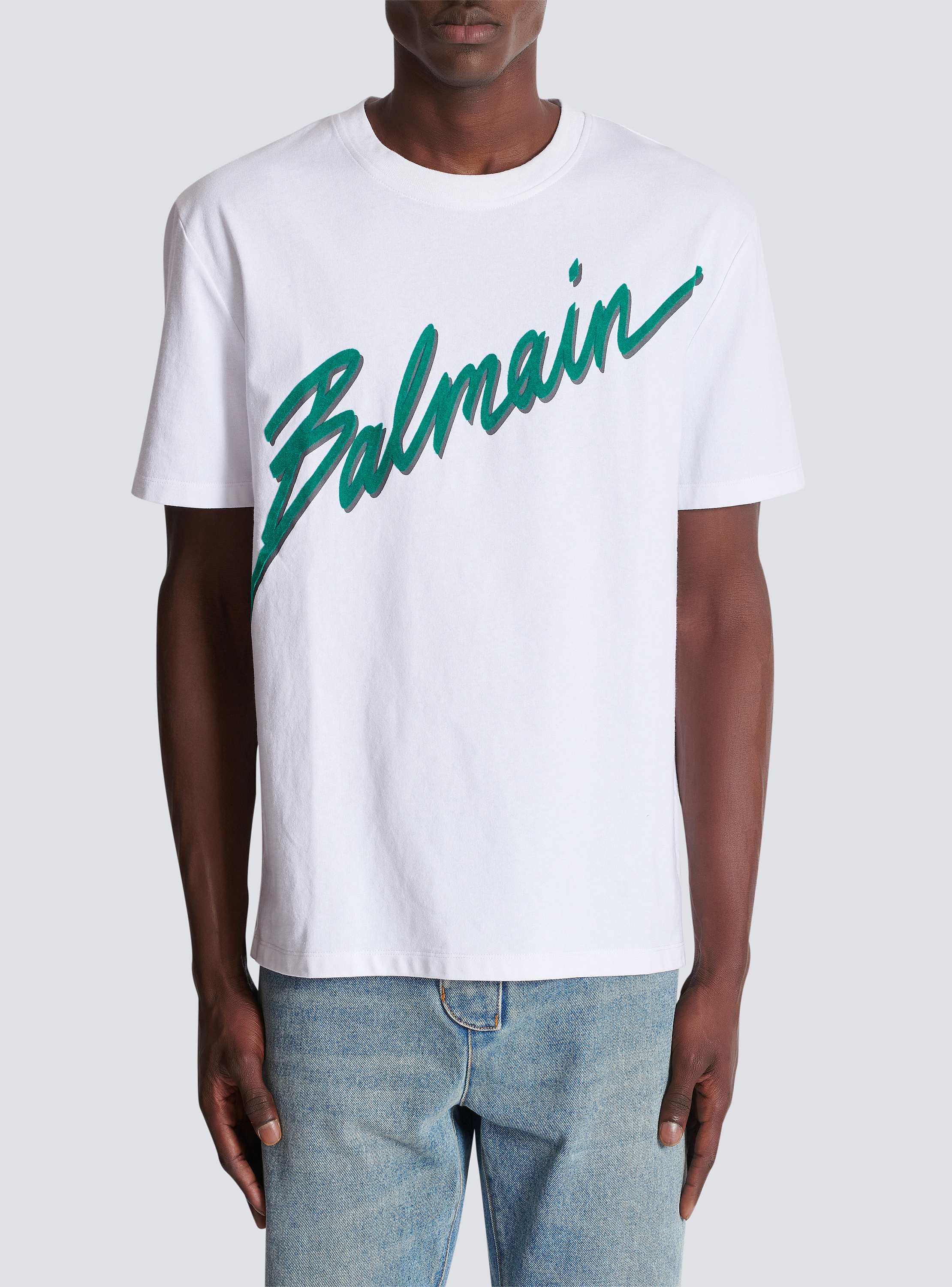 Balmain Lettre flocked T-shirt - Men | BALMAIN