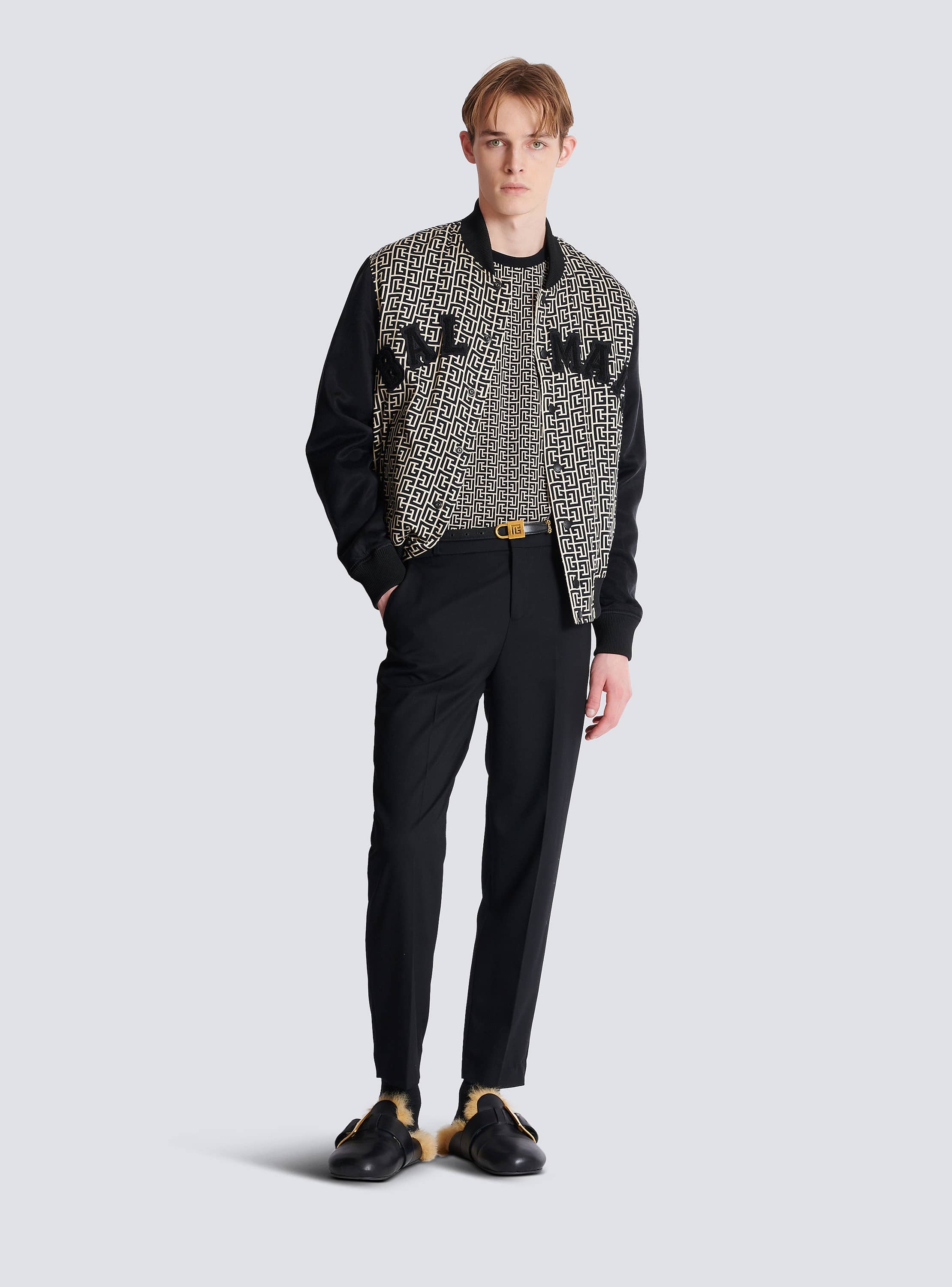 【関税＆送料込み】Balmain Monogrammed Jacquard T-Shirt Monogram jacquard T-shirt black - Men | BALMAIN