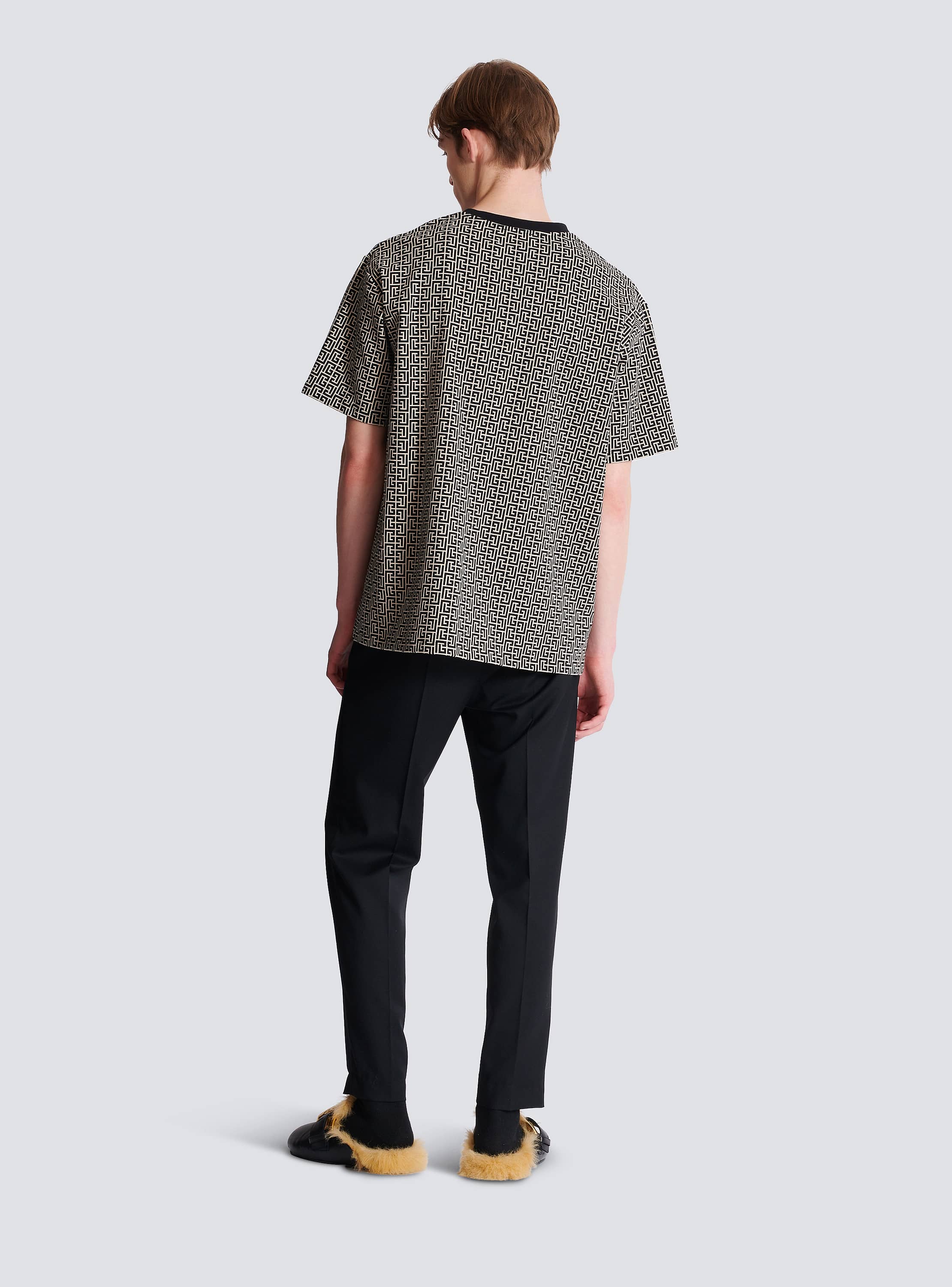 【BALMAIN】関税込☆モノグラム ジャカードTシャツ モノグラムジャカード製 Tシャツ - Men | BALMAIN