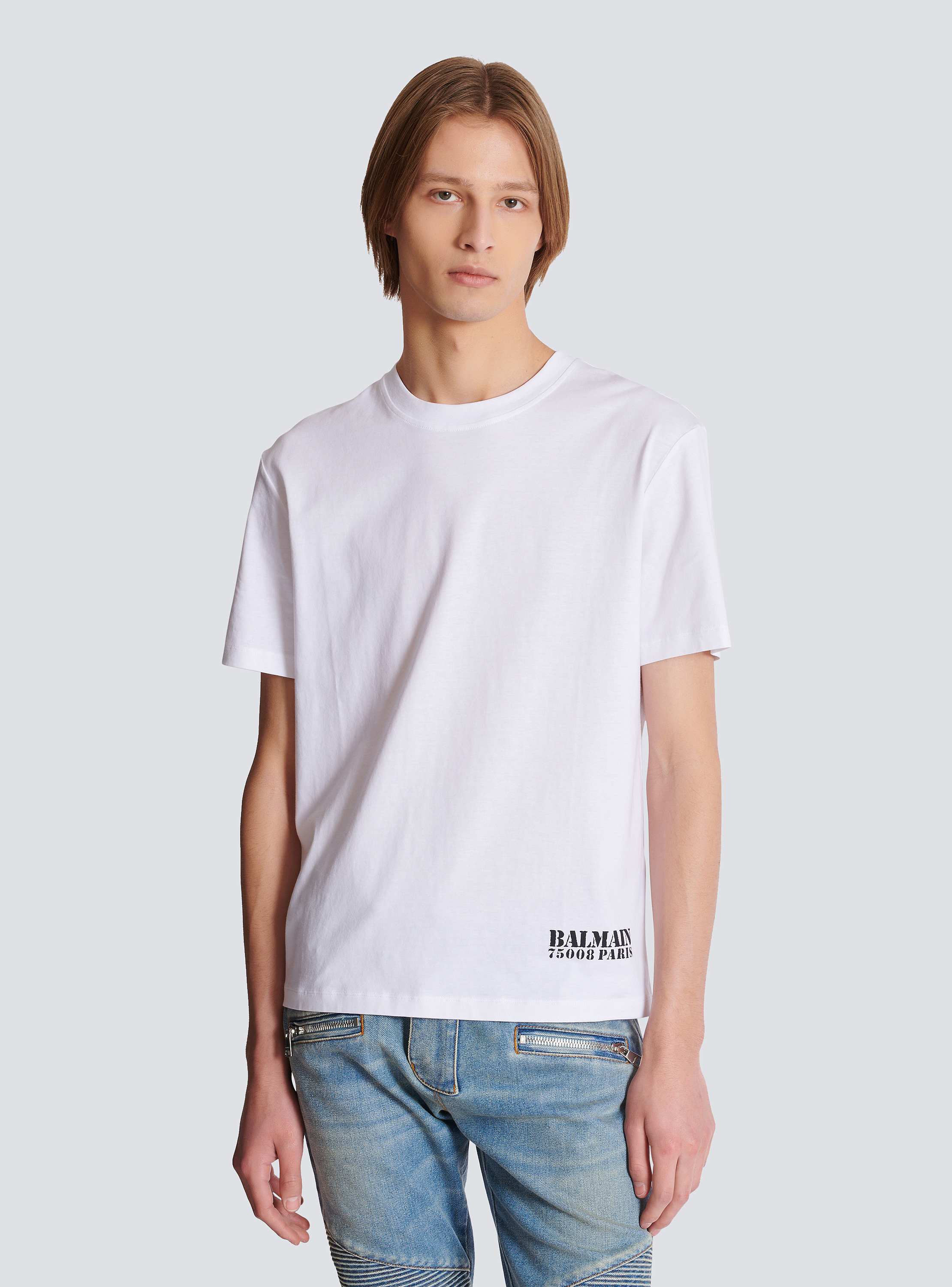 Tシャツ・カットソー BALMAIN SMALL BALMAIN STAMP T-SHIRT - REG FIT Small Balmain Stamp printed T-shirt beige - Men | BALMAIN