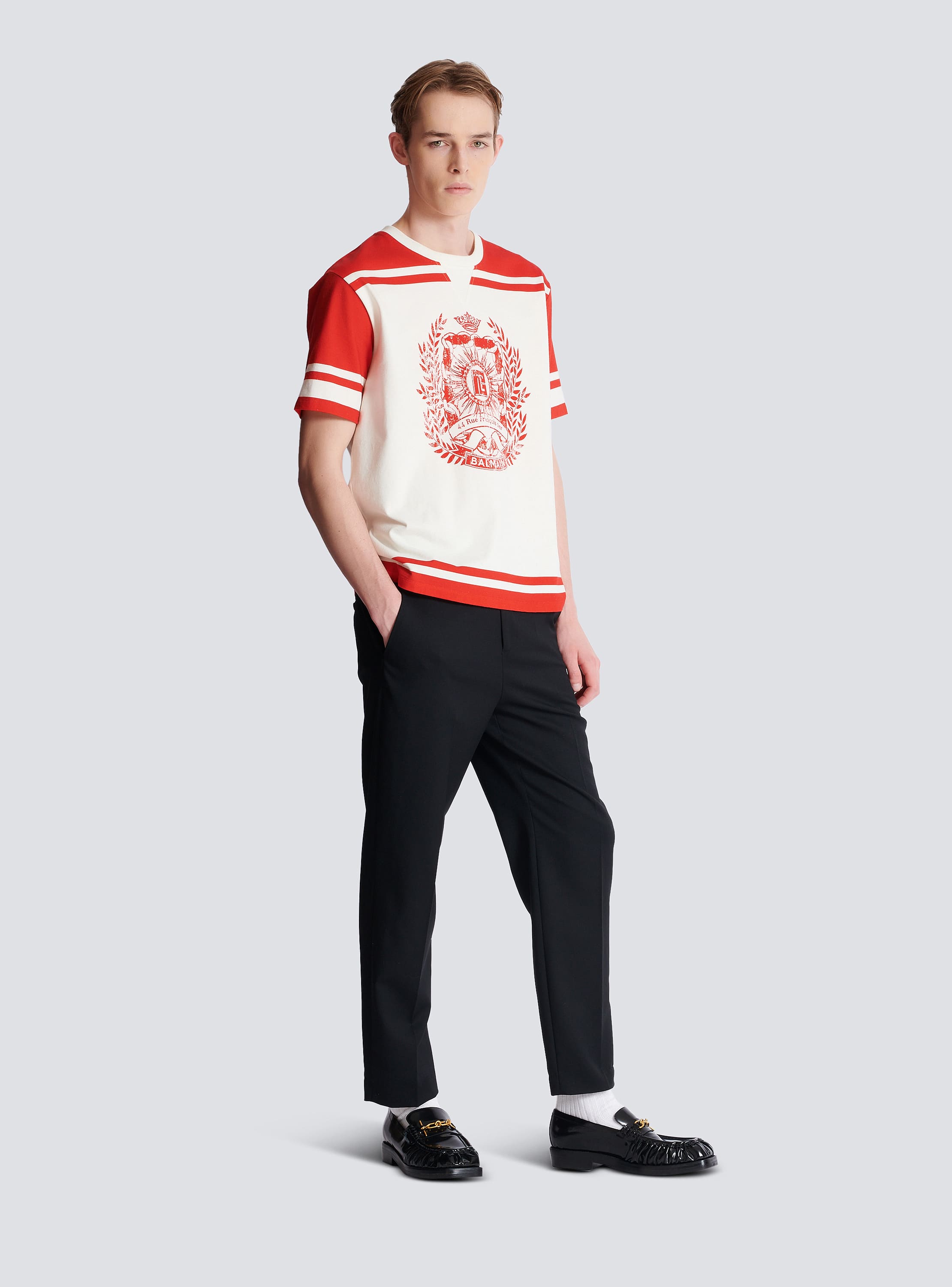 Varsity T-shirt with Balmain Écusson print - Men | BALMAIN