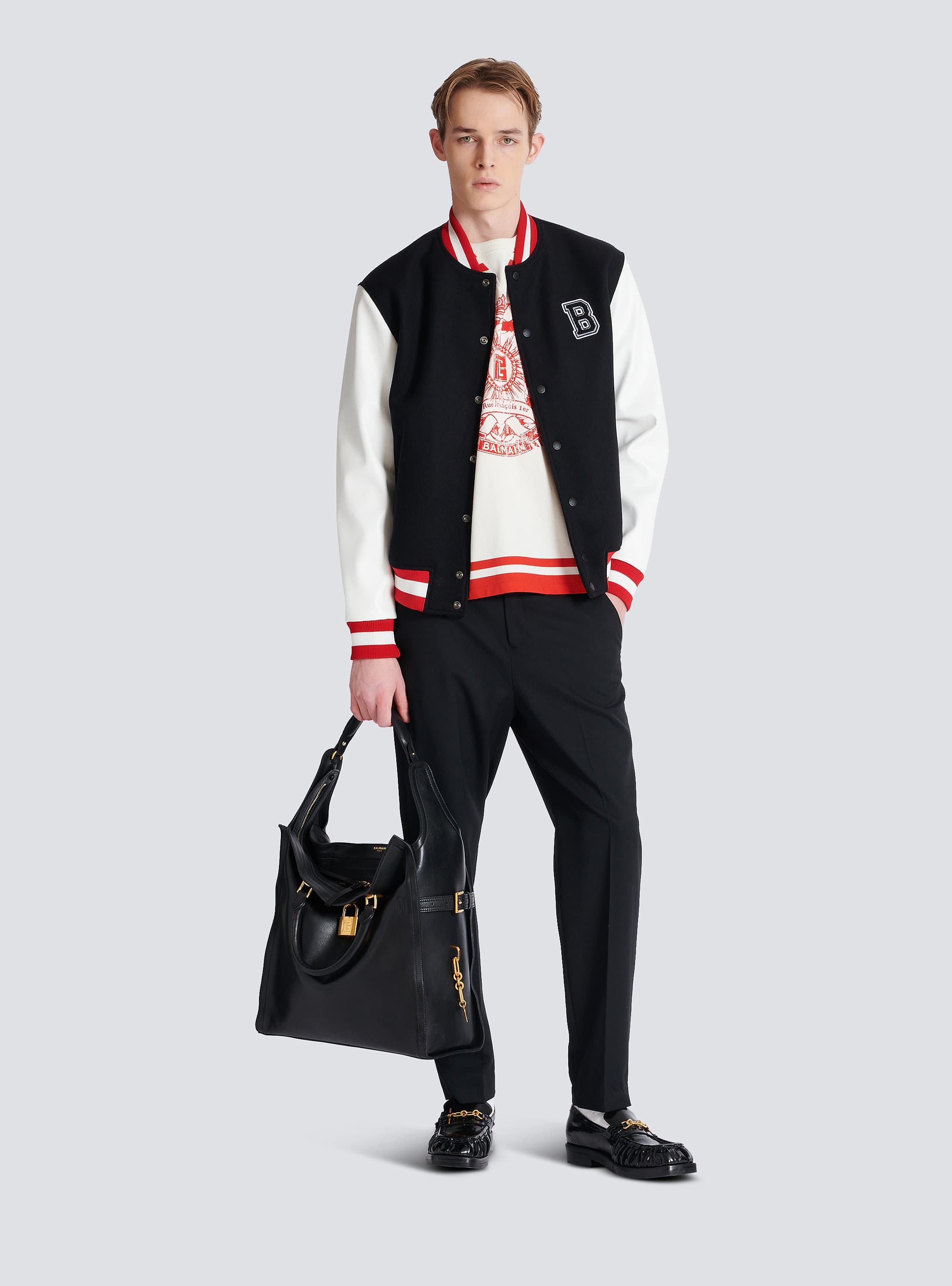 Varsity T-shirt with Balmain Écusson print