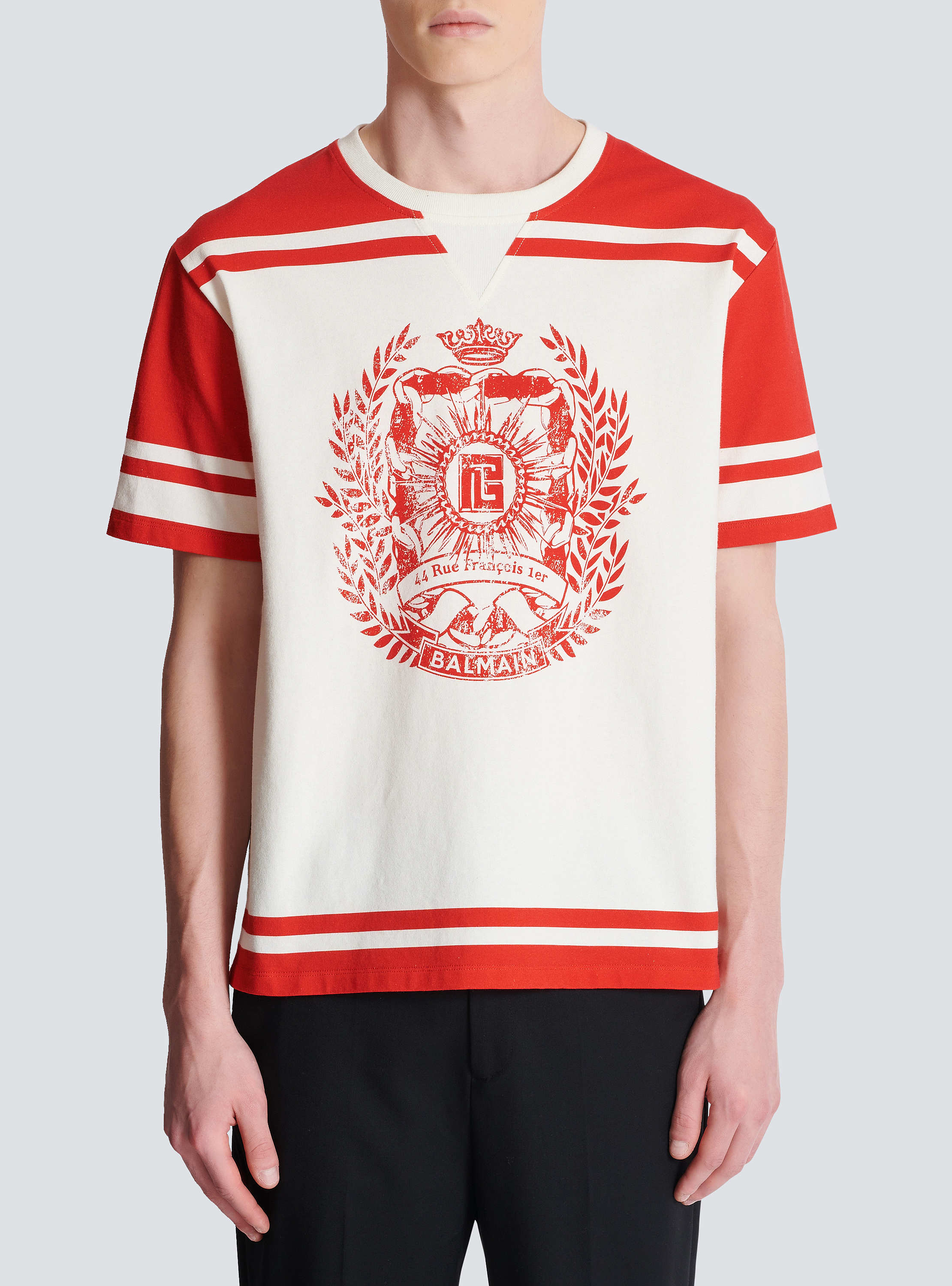 Varsity T-shirt with Balmain Écusson print