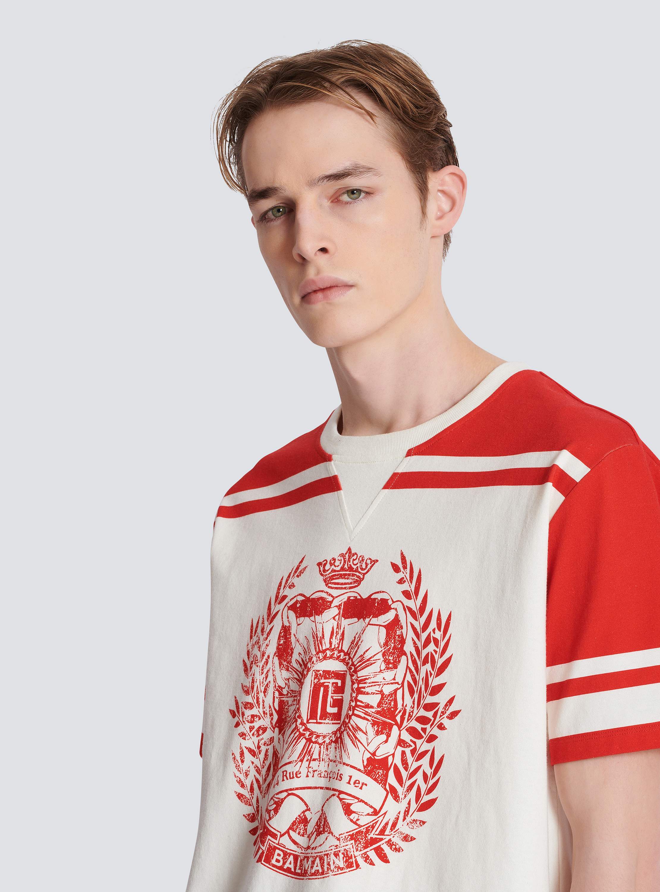 Varsity T-shirt with Balmain Écusson print red red - Men