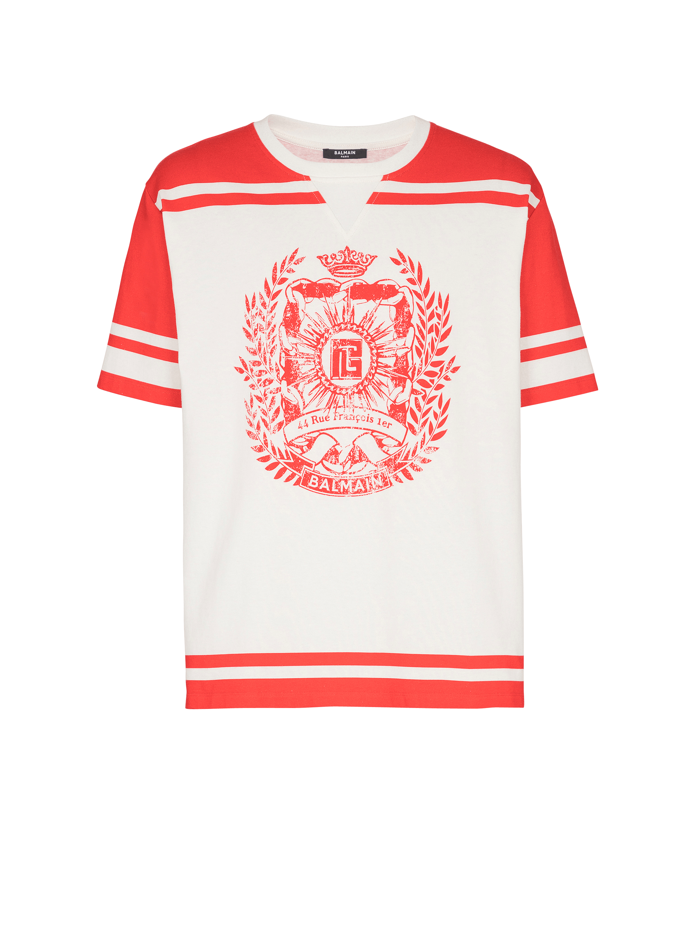 Varsity T-shirt with Balmain Écusson print