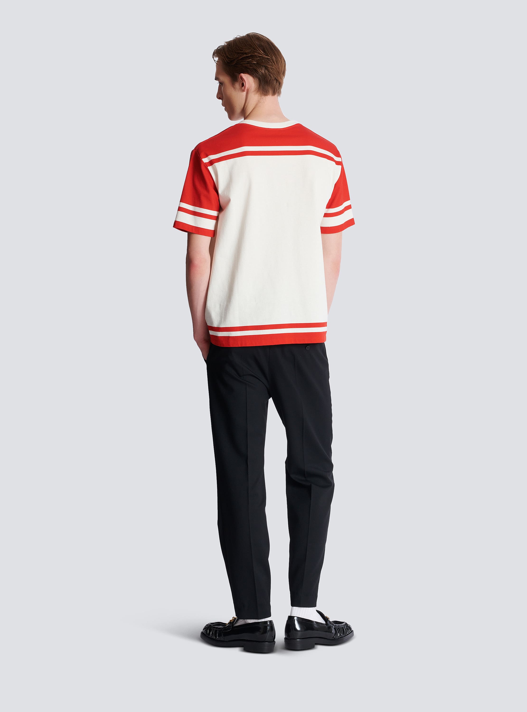 【関税＆送料込み】Balmain Cotton T-Shirt With Front Printe Printed Balmain Paris logo and planet T-shirt white white