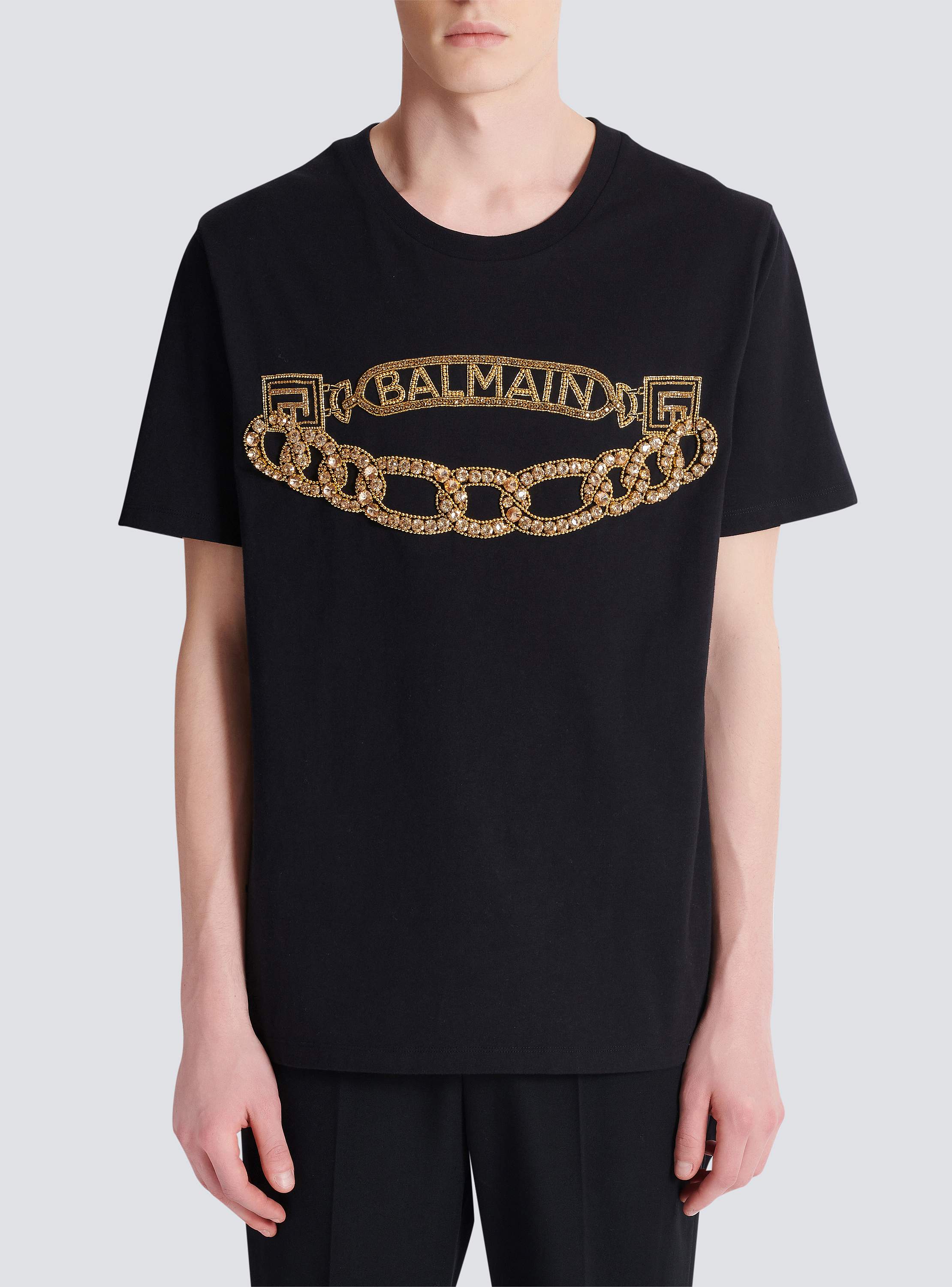 Balmain Chain Logo Embroidered T-Shirt