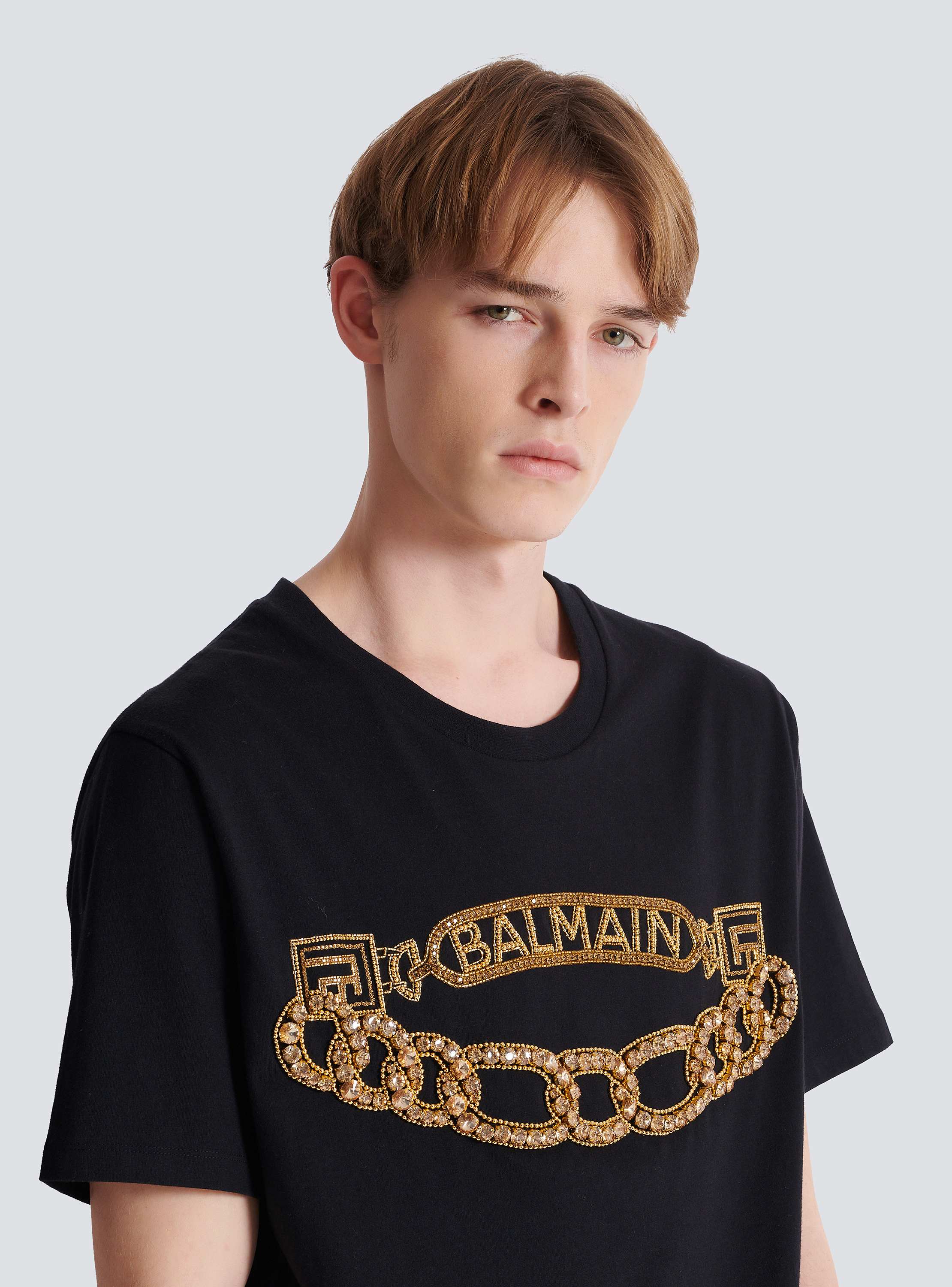 Balmain Chain Logo Embroidered T-Shirt