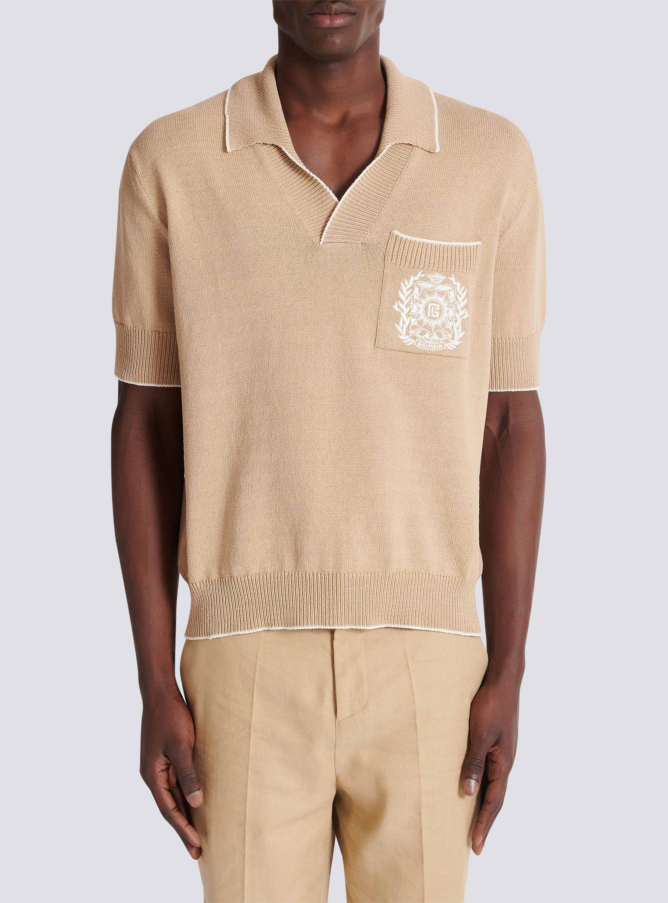Balmain Écusson embroidered knit polo shirt