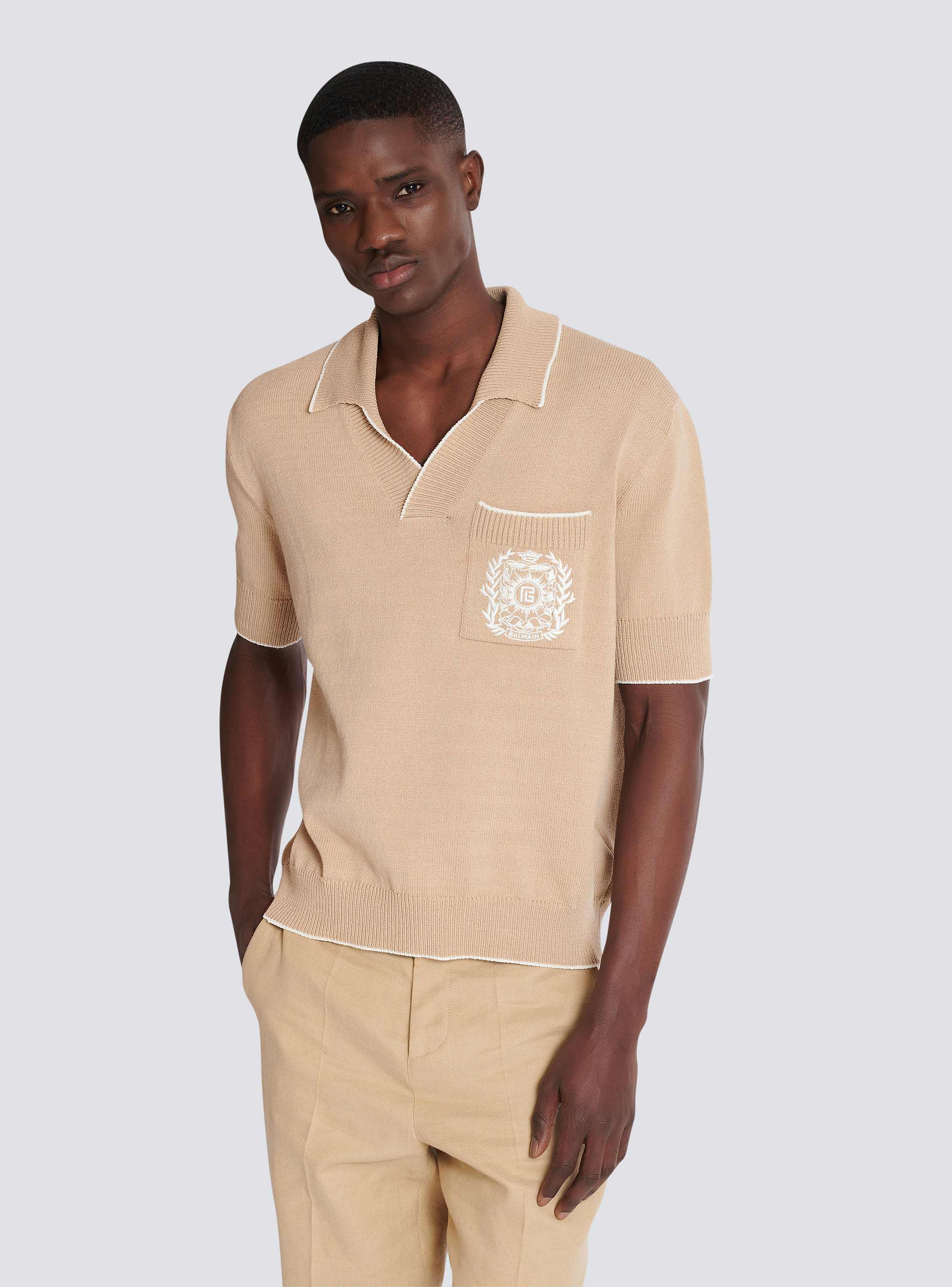 Balmain Écusson embroidered knit polo shirt