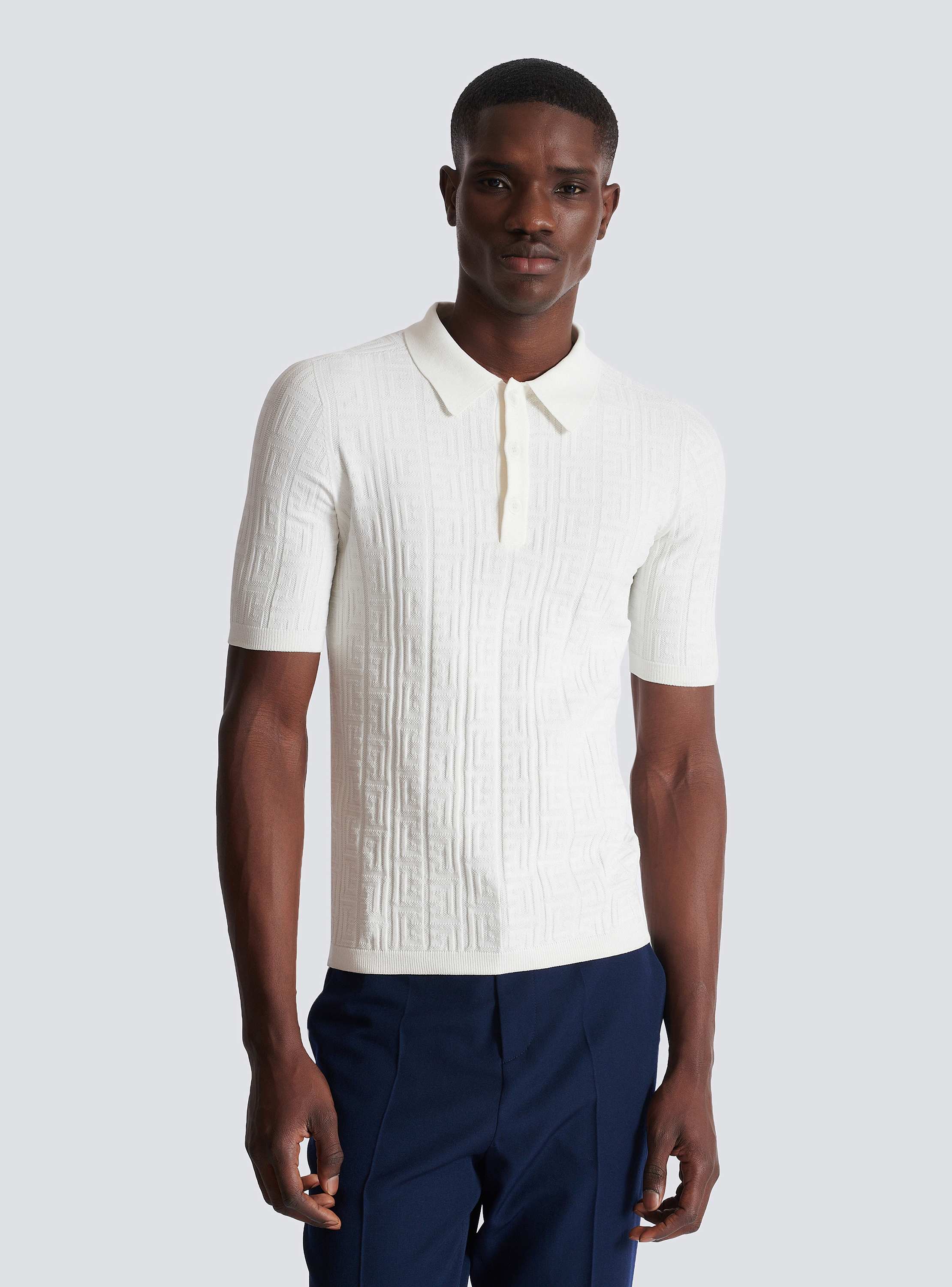 Monogram knit polo shirt - Men | BALMAIN