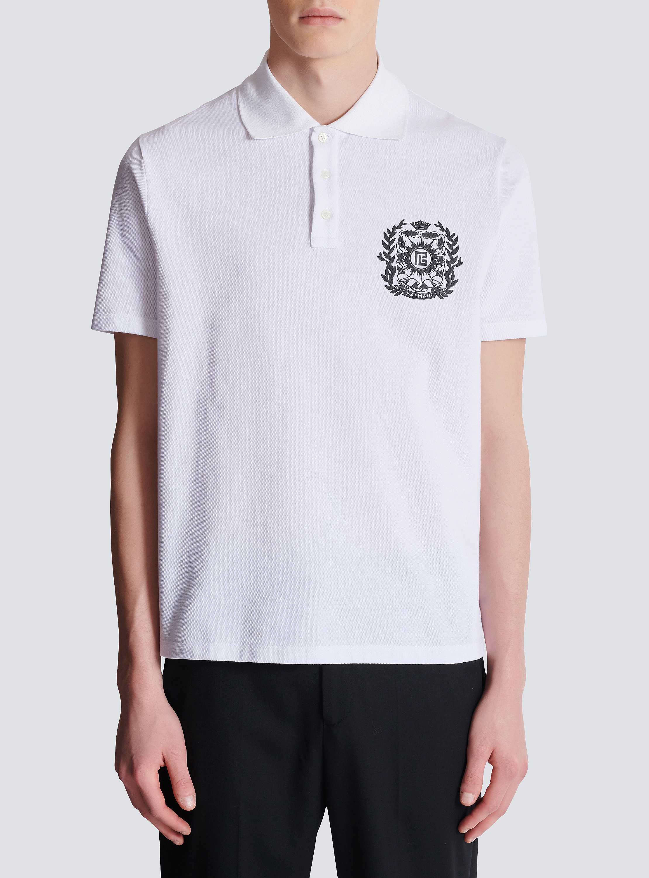 Cotton polo shirt with Écusson print