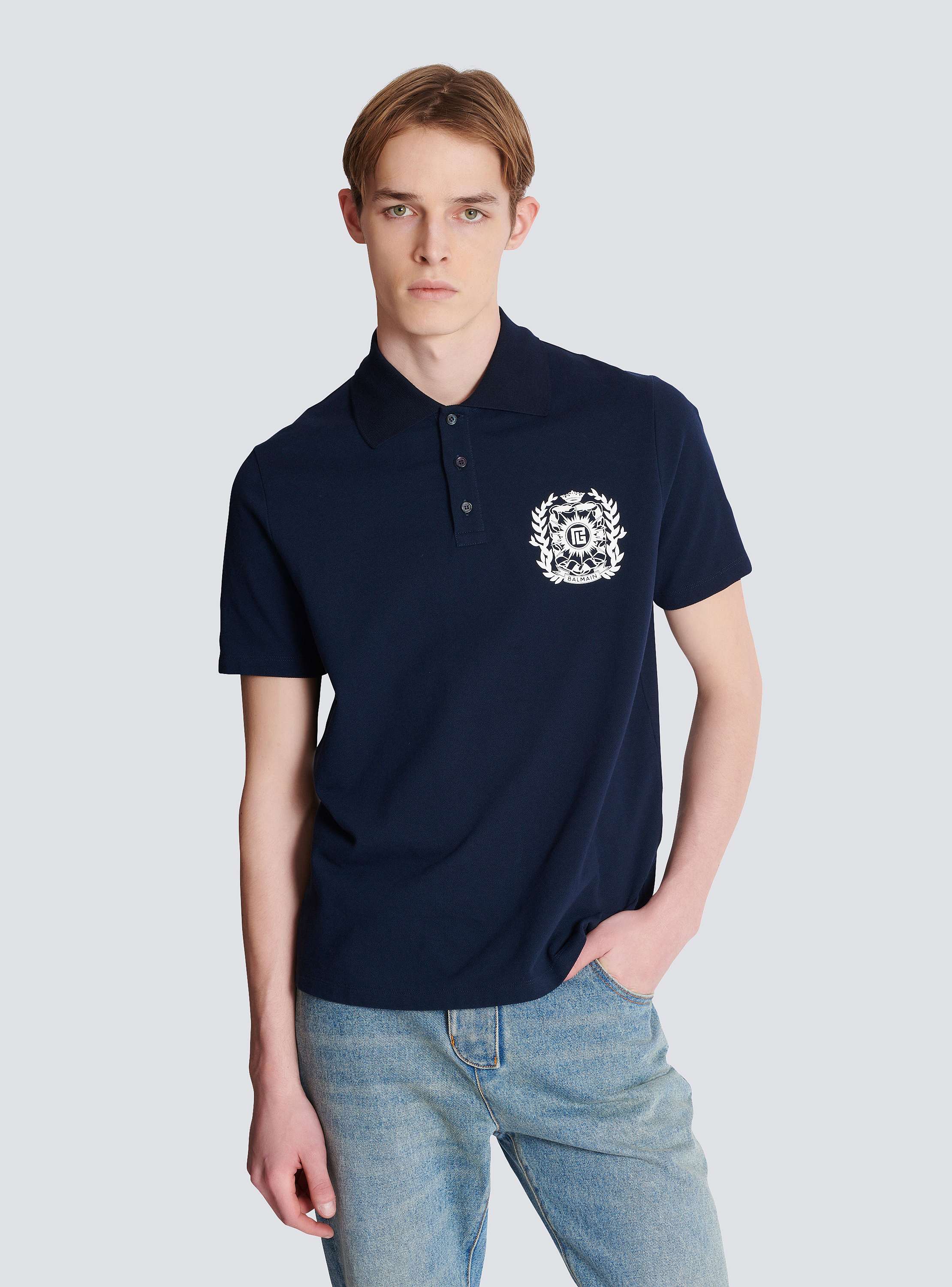 Cotton polo shirt with Écusson print