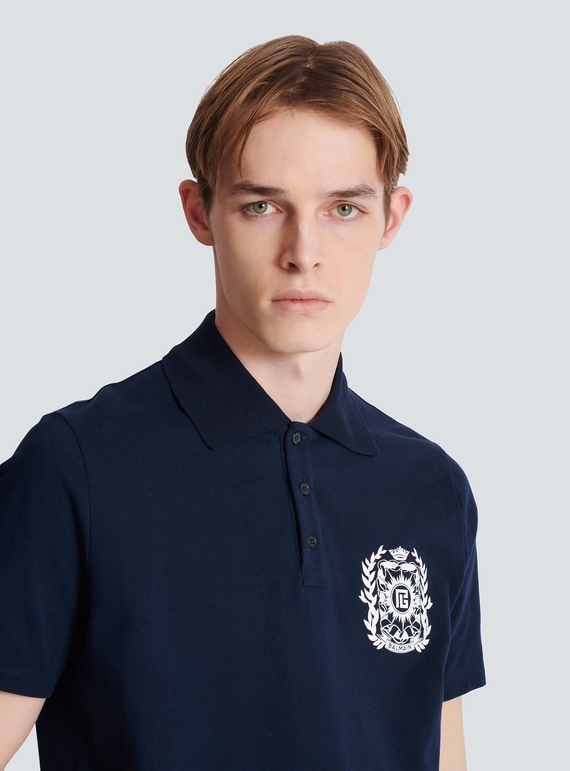 Cotton polo shirt with Écusson print