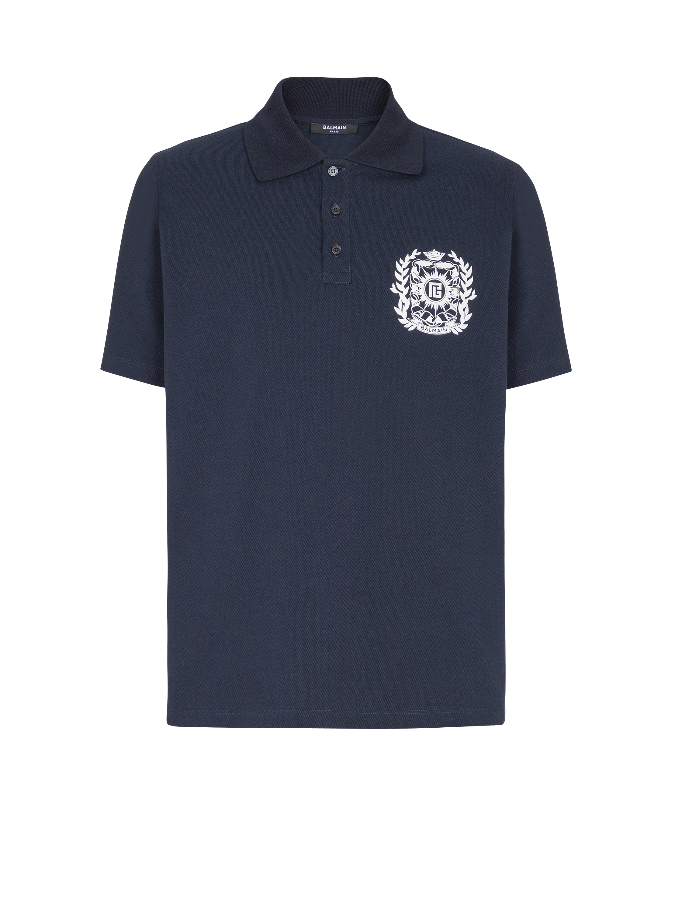 Cotton polo shirt with Écusson print