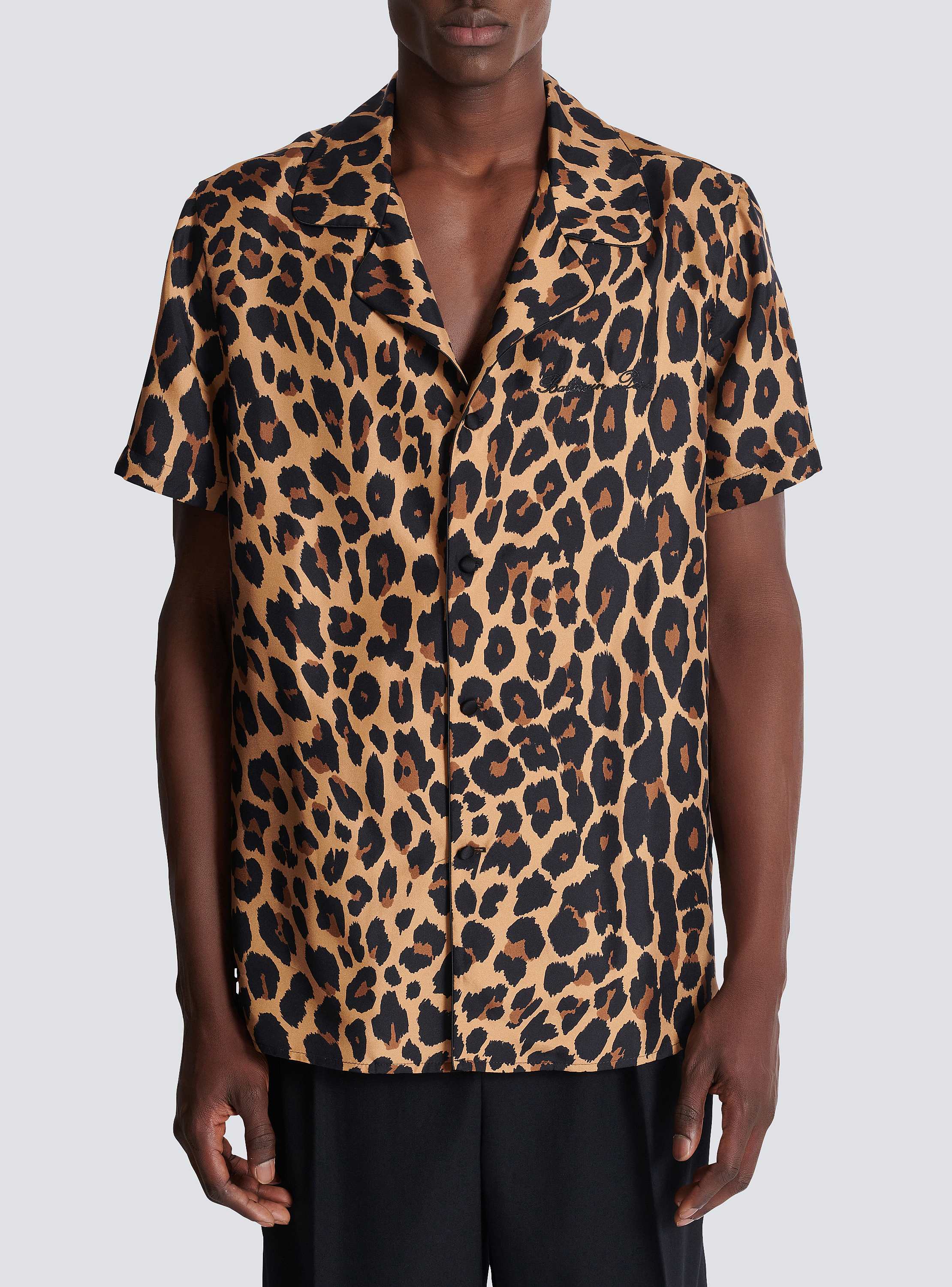 Leopard print silk pyjama shirt