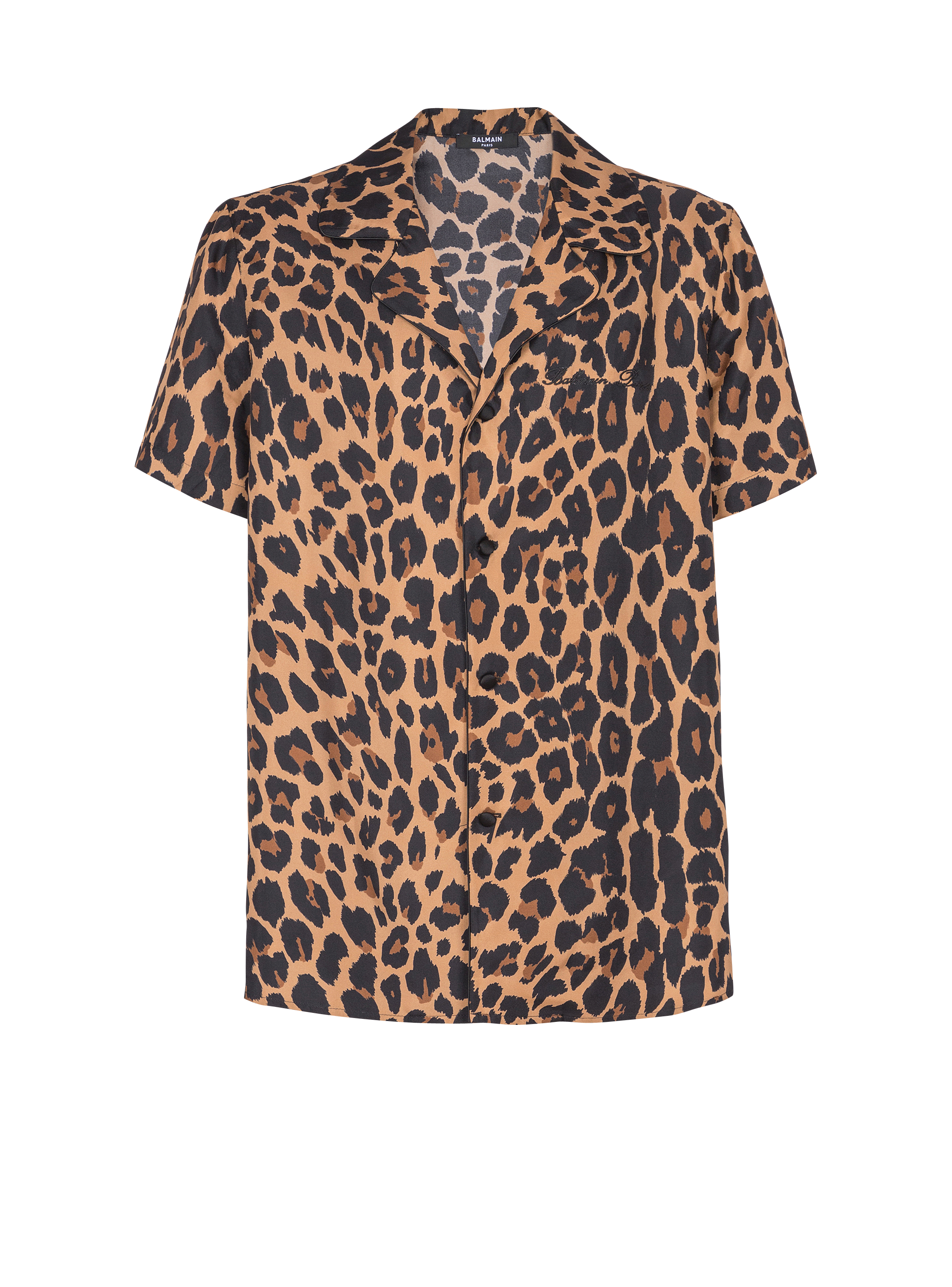 Leopard print silk pyjama shirt
