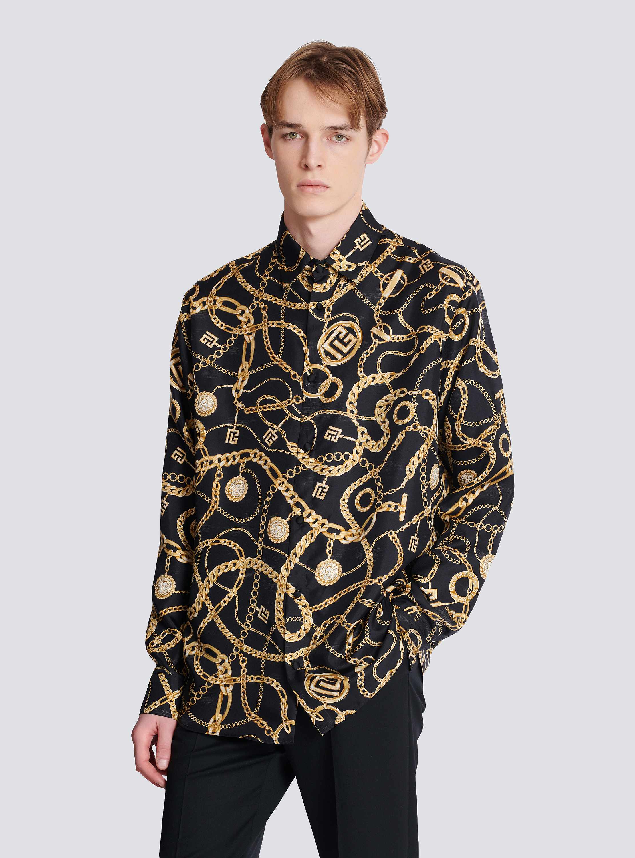 Printed silk shirt with Chaînes pattern