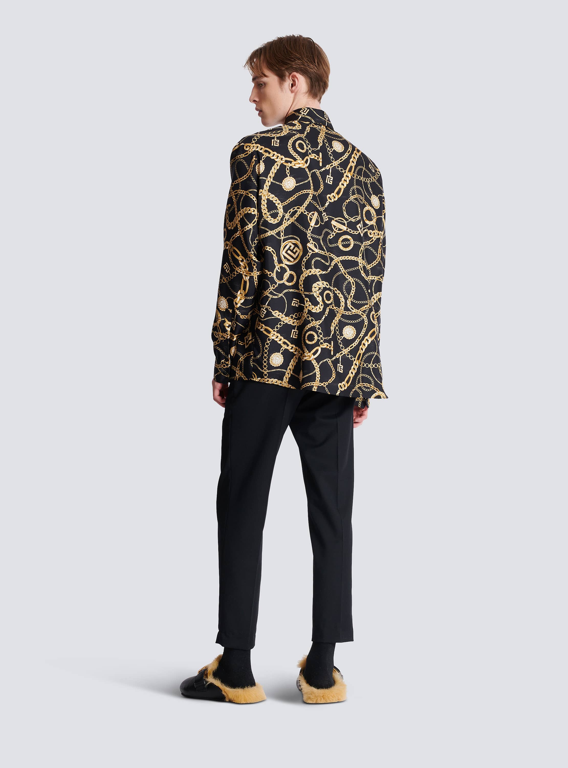 BALMAIN☆chainモチーフプリント入り シルク シャツ Balmain Chaînesモチーフのプリントシルク製 シャツ - Women
