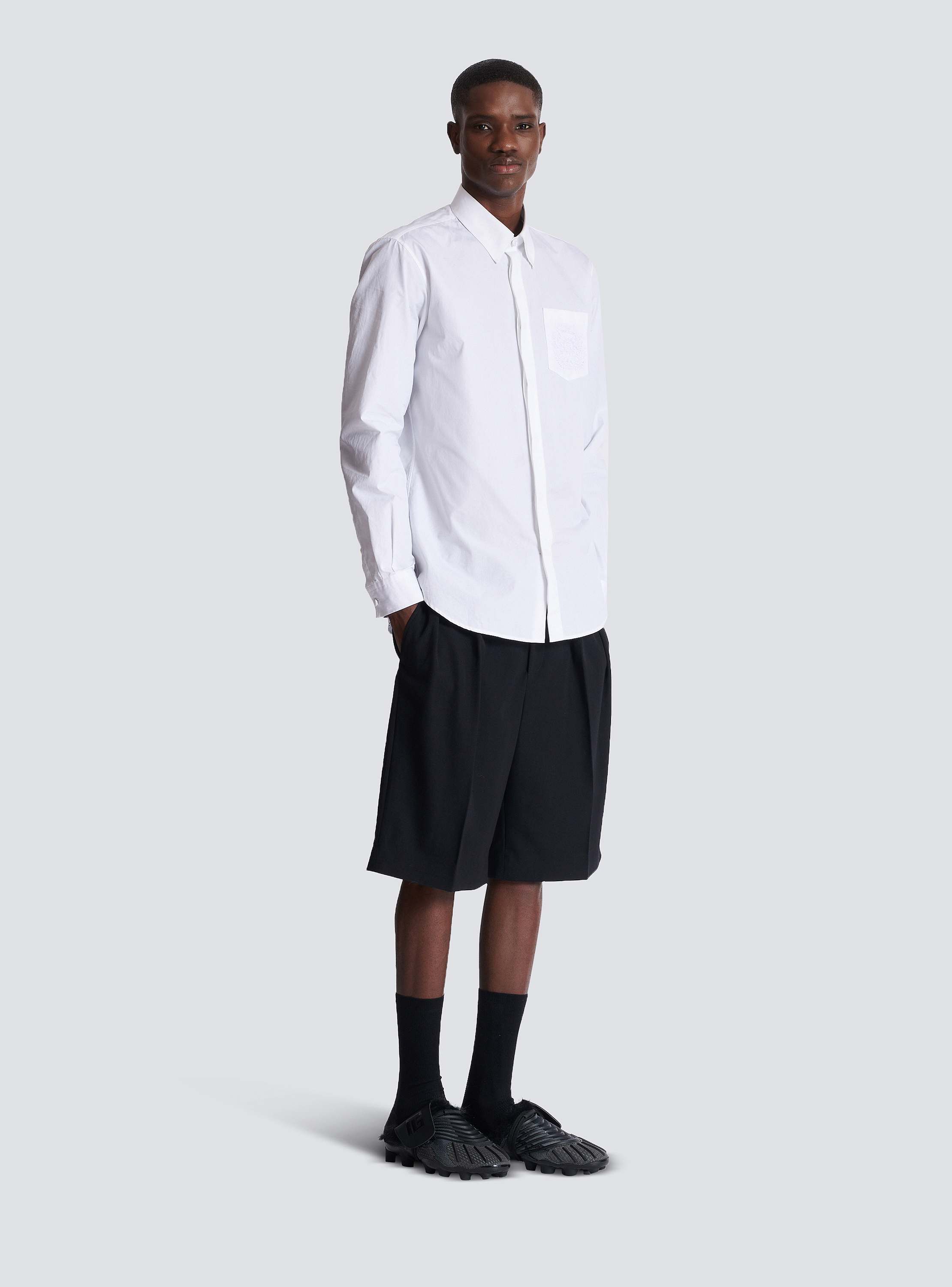 ポプリン製 Balmain Écusson刺しゅう入り シャツ