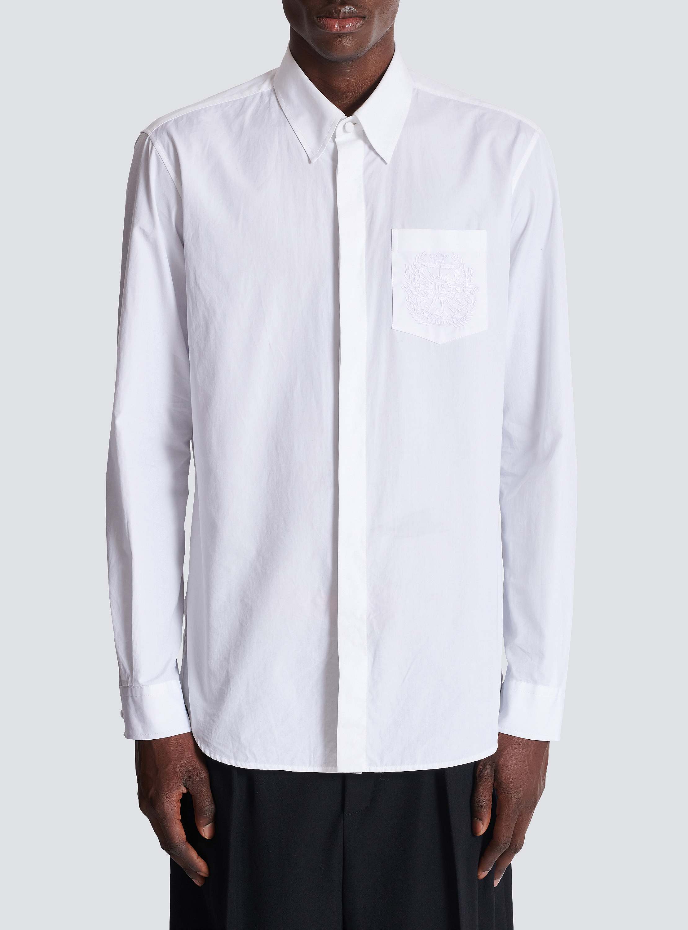 ポプリン製 Balmain Écusson刺しゅう入り シャツ