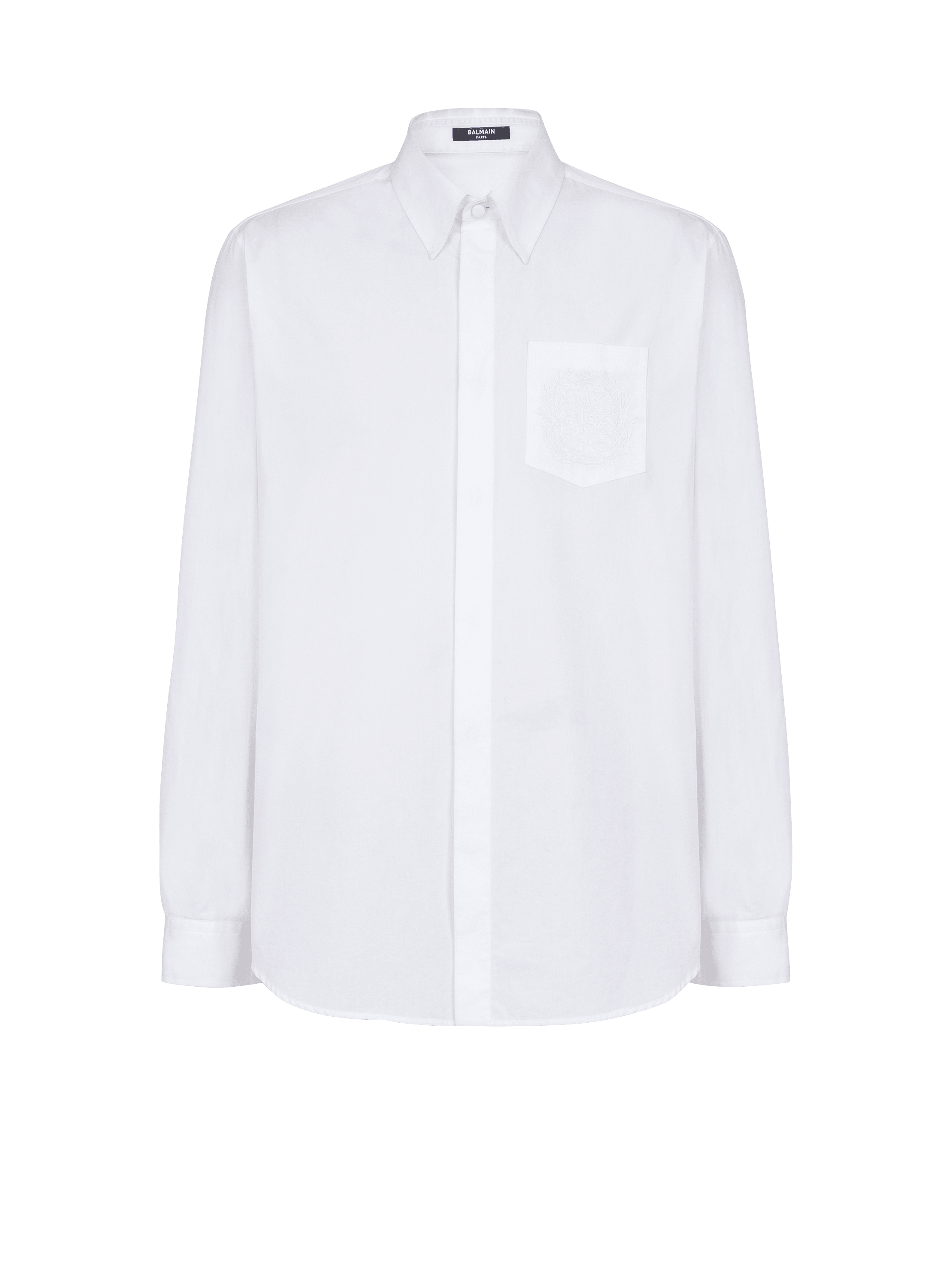 Balmain Écusson embroidered poplin shirt