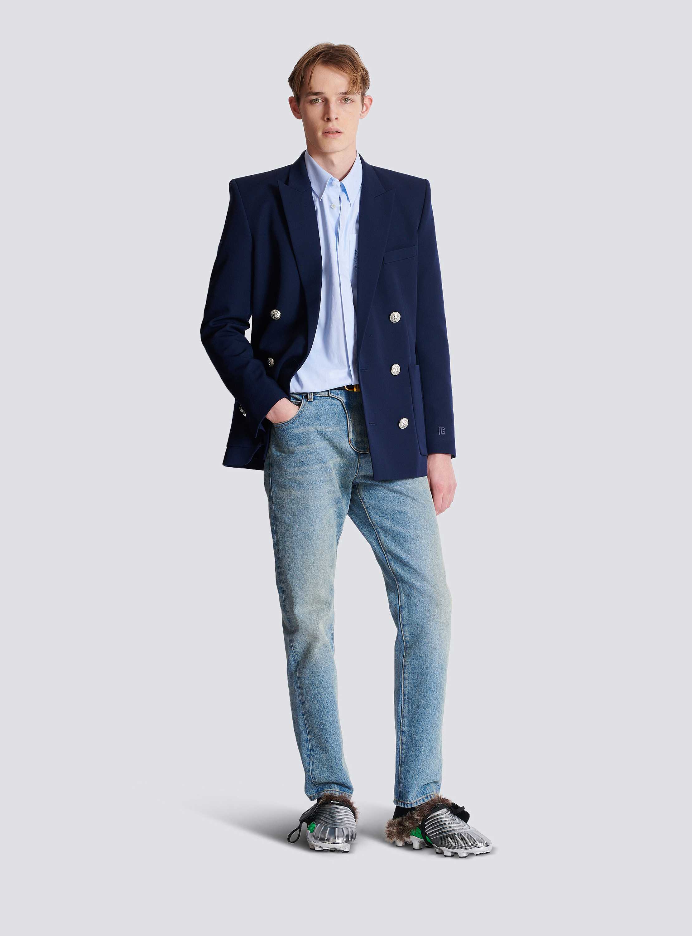 Balmain Écusson embroidered cotton shirt