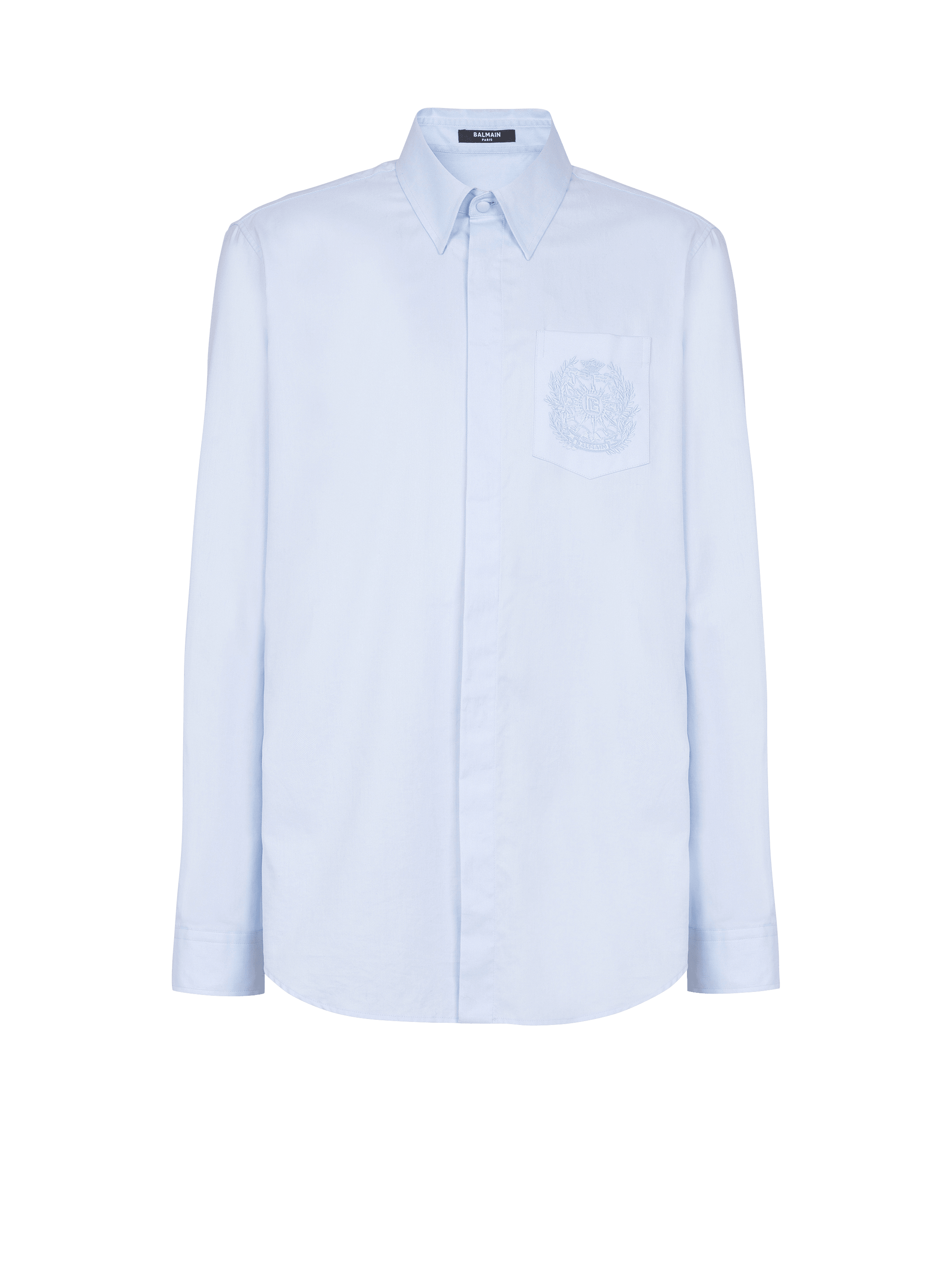 Balmain Écusson embroidered cotton shirt
