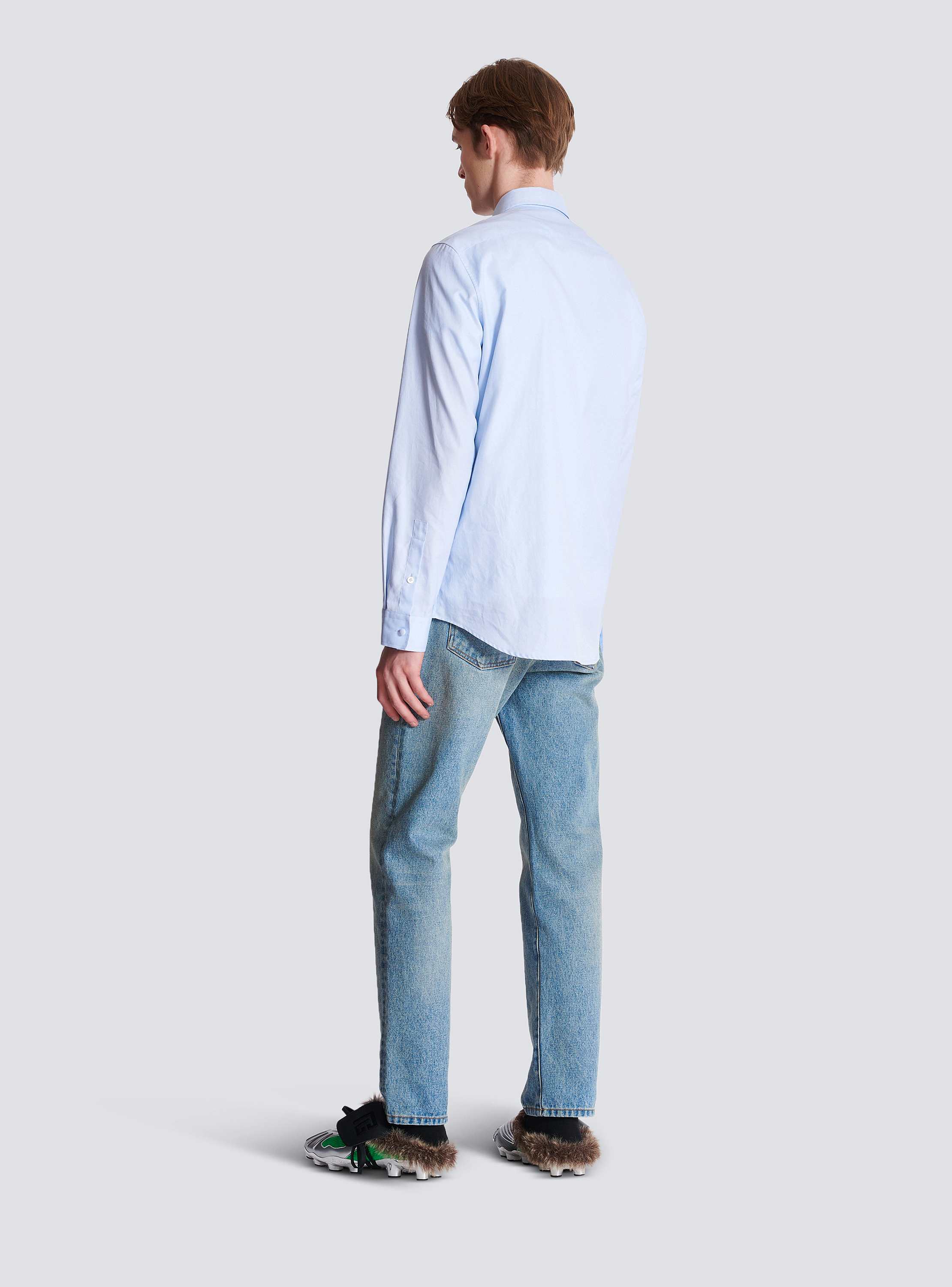 Balmain Écusson embroidered cotton shirt