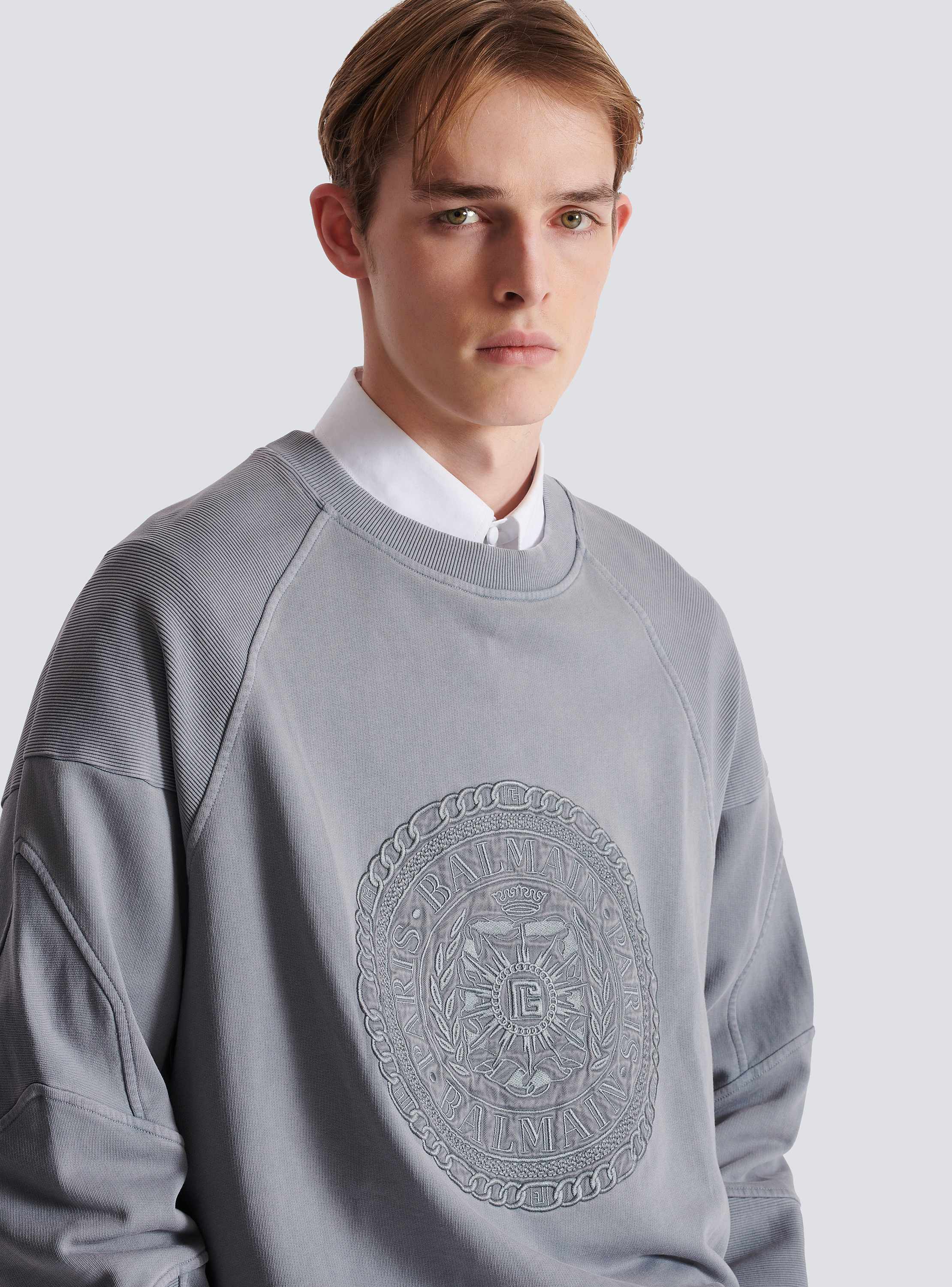 【破格値下げ】 Balmain Embroidered Médaille BALMAIN | Men - grey sweatshirt スウェット