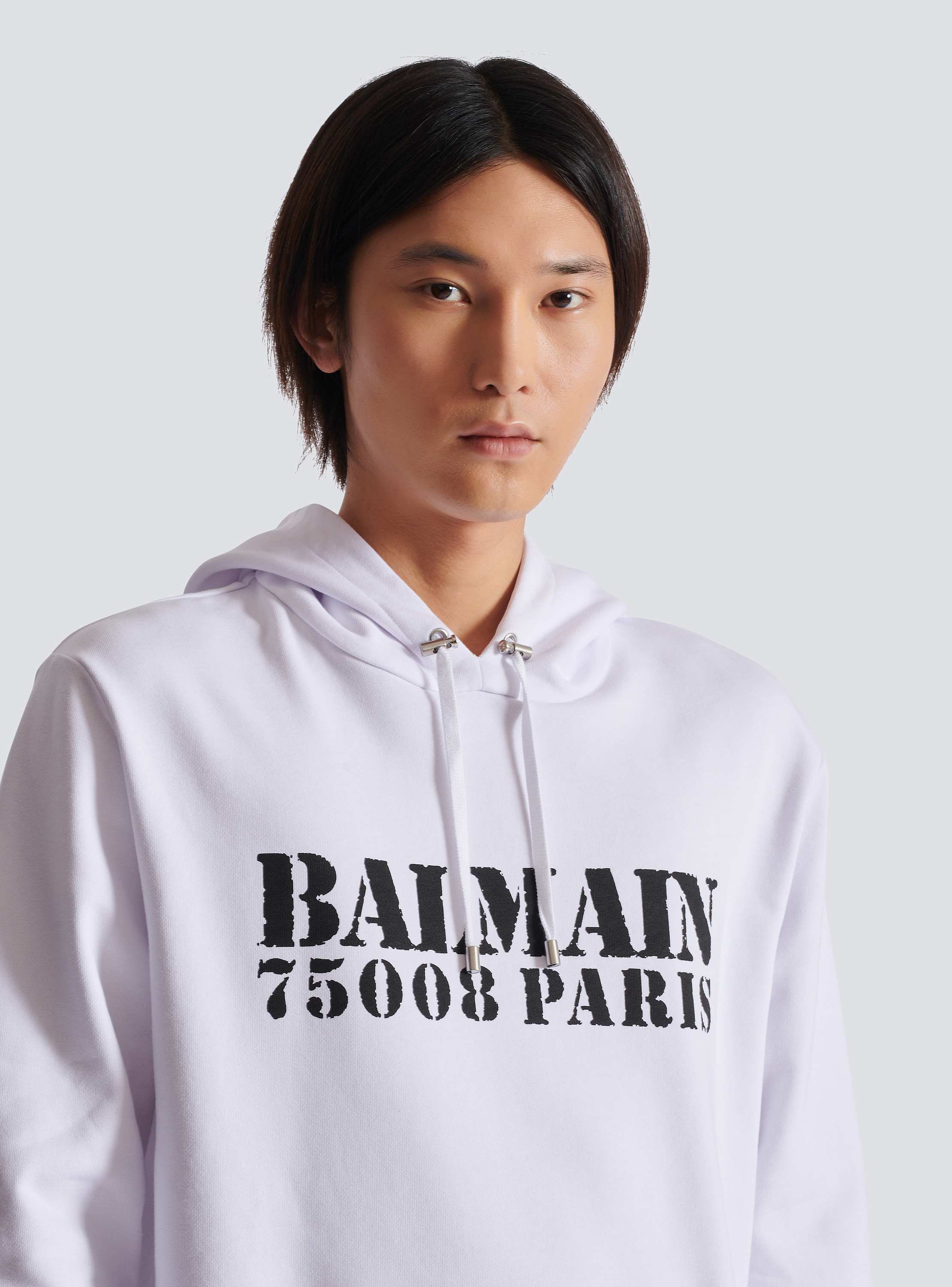 【送料&関税込】Balmain Logo Hooded Sweatshirt Balmain Stamp printed hoodie - Men | BALMAIN
