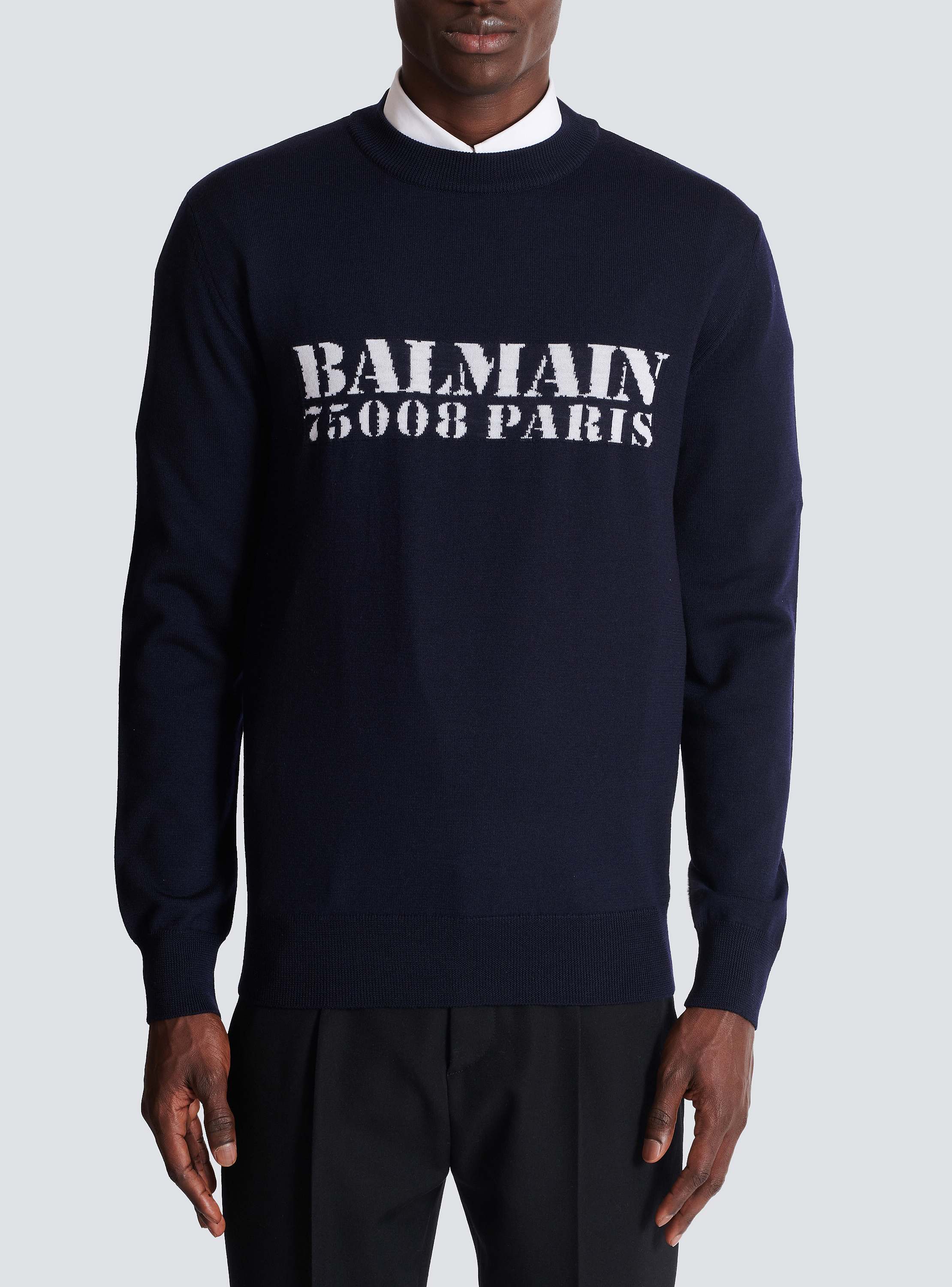 Balmain Stamp 美利奴羊毛针织衫- Men | BALMAIN