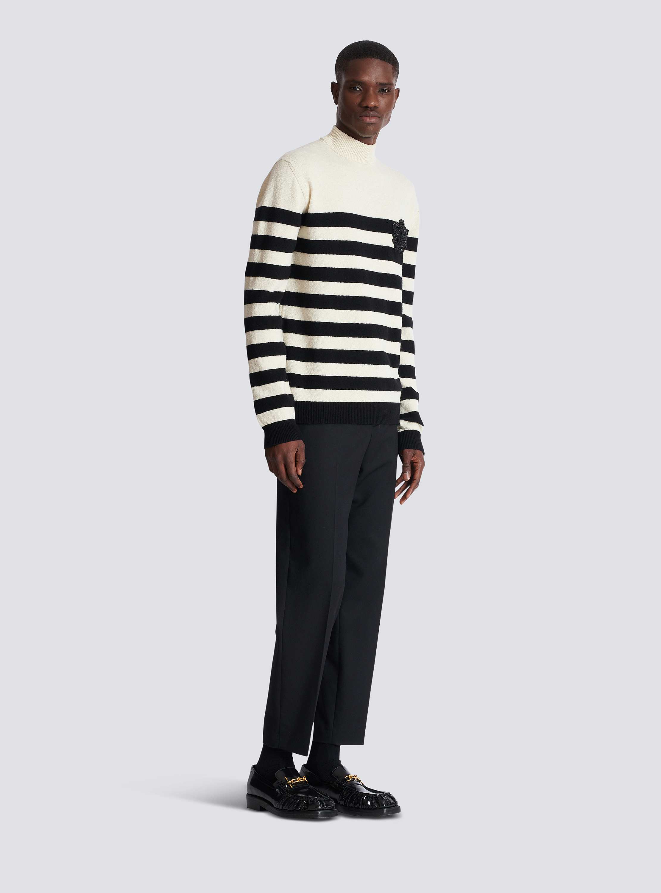 Mariniere High Neck Knit Sweater W/Patch