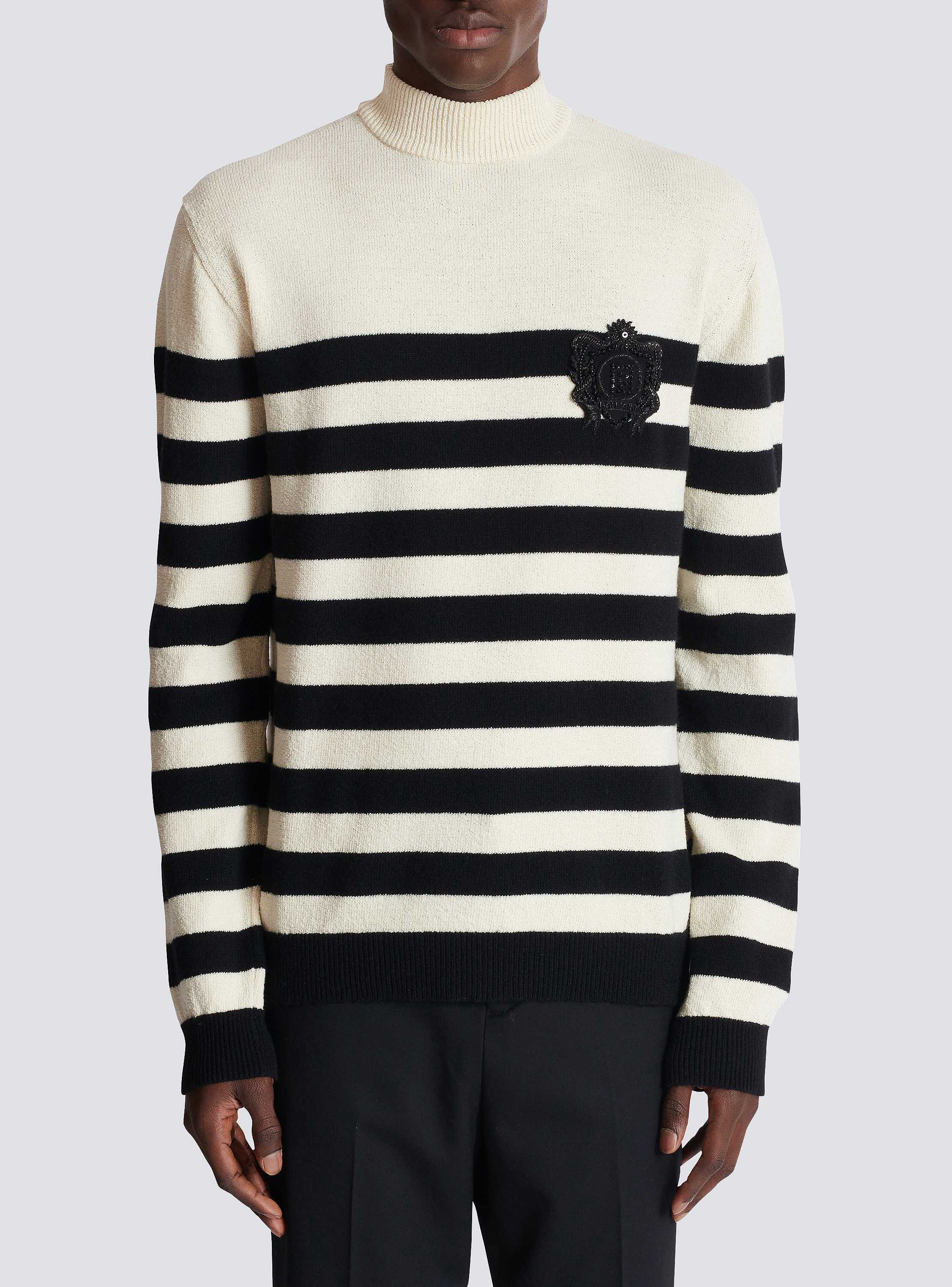 Mariniere High Neck Knit Sweater W/Patch