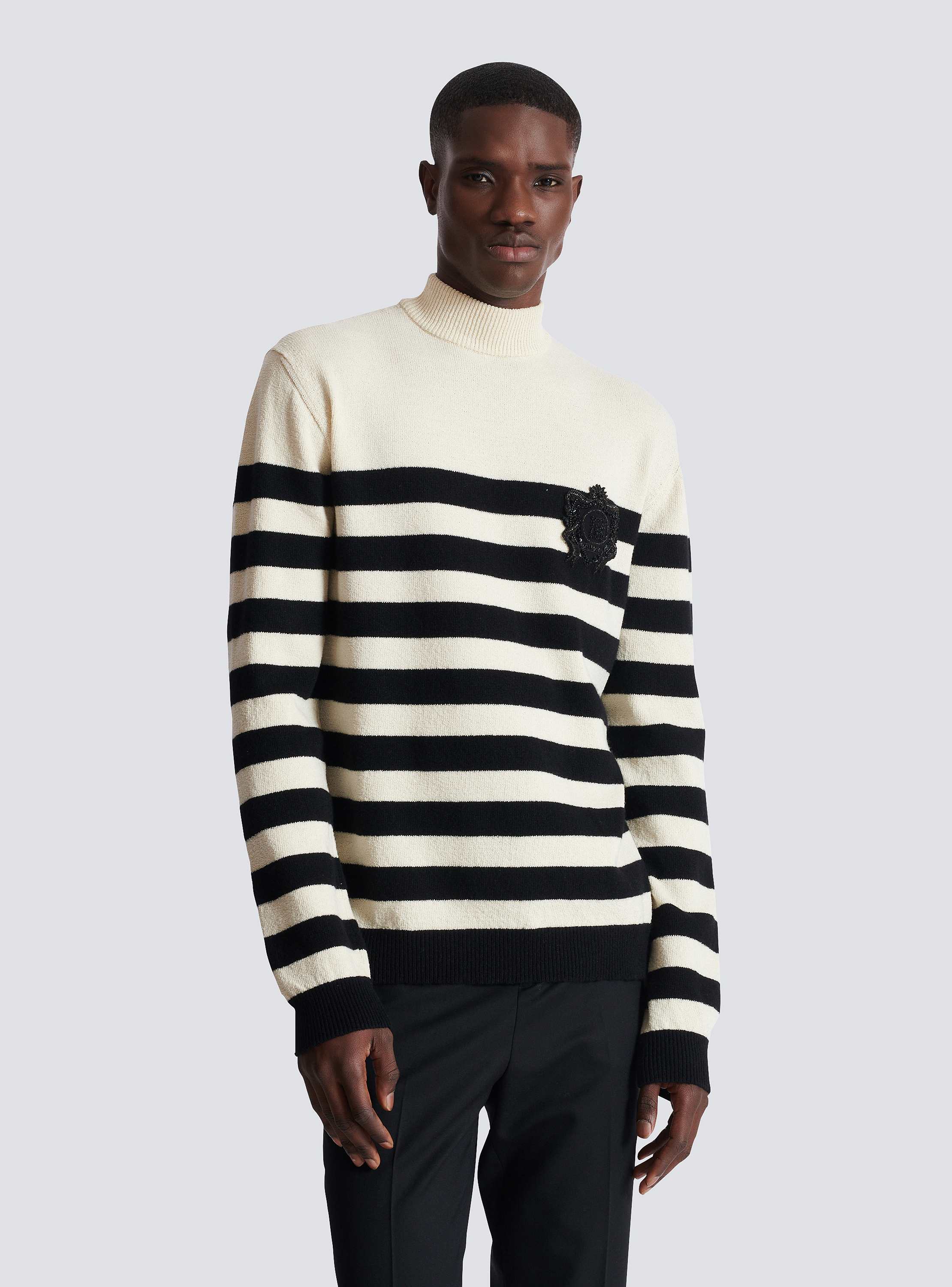 Mariniere High Neck Knit Sweater W/Patch