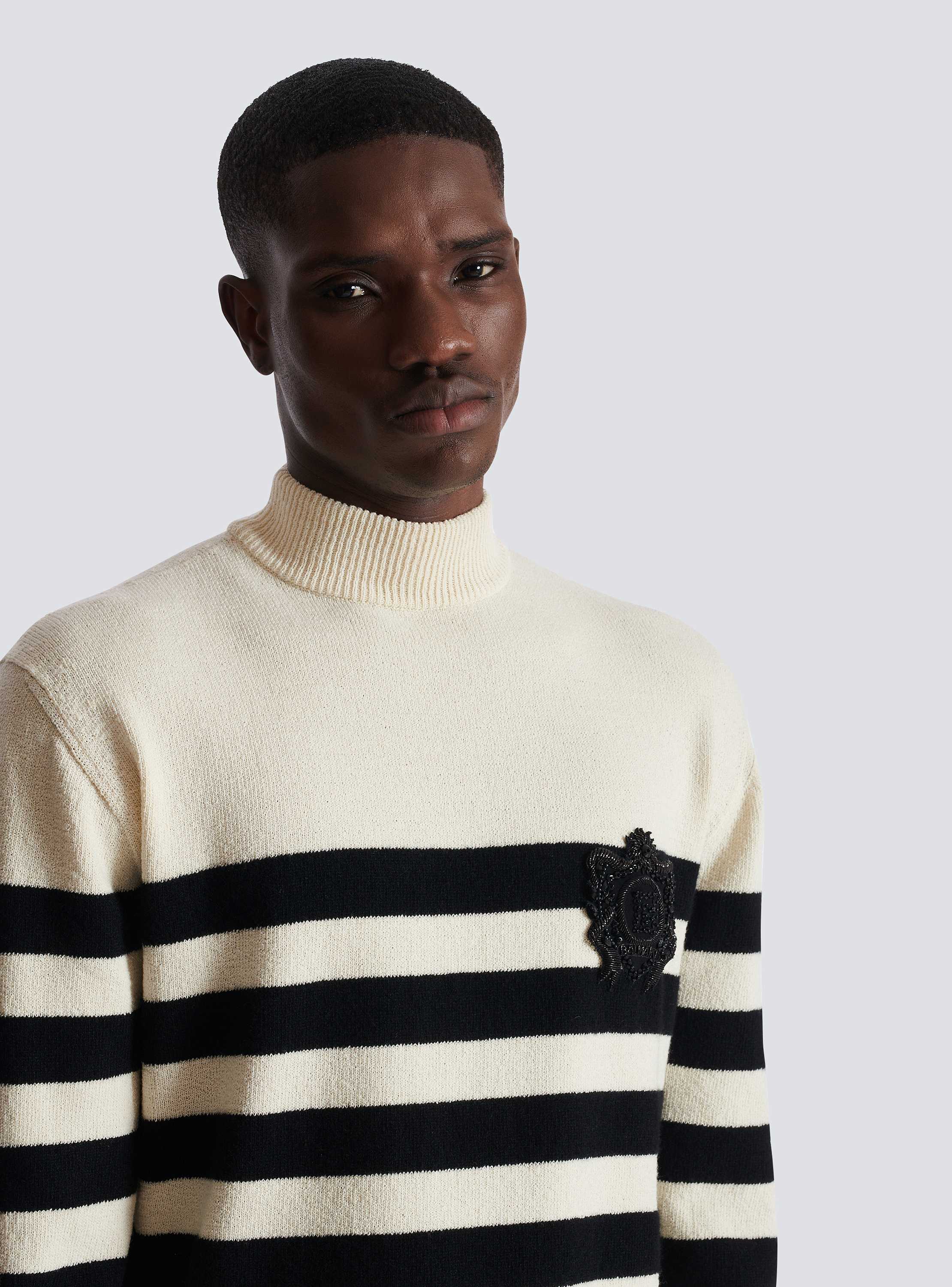 Mariniere High Neck Knit Sweater W/Patch
