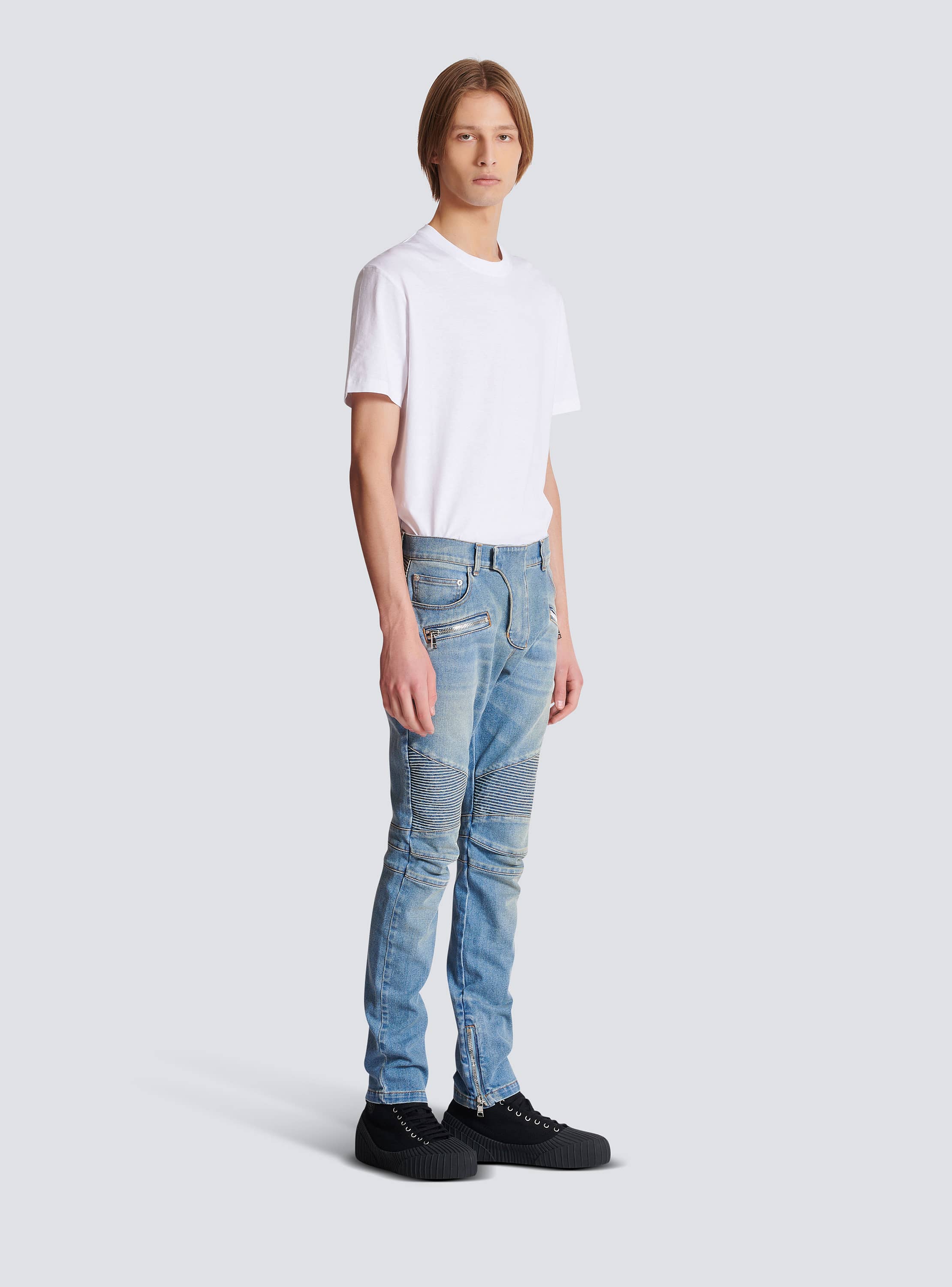 デニム製 スリム バイカージーンズ - Men | BALMAIN
