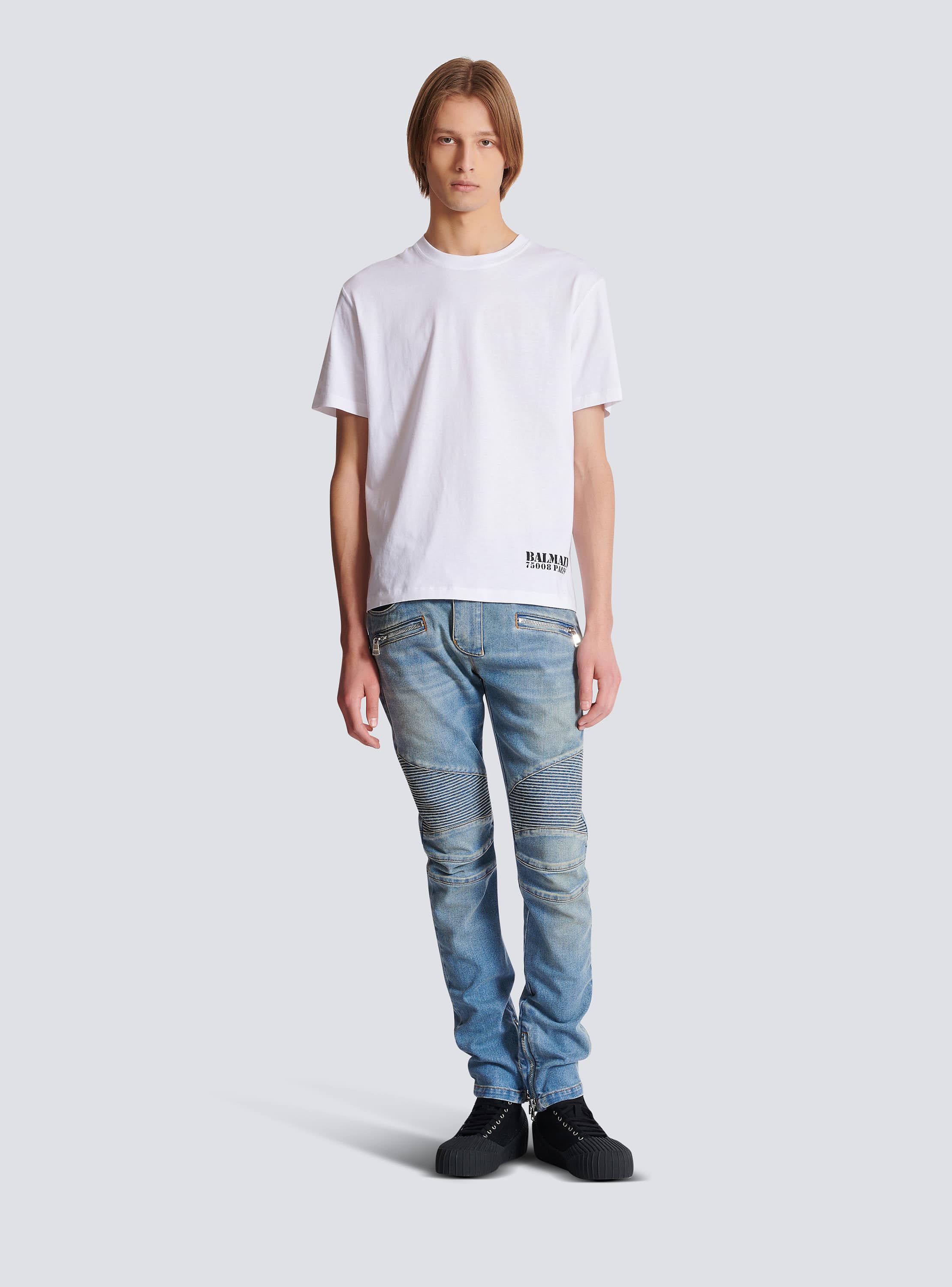 Slim-fit biker trousers in denim