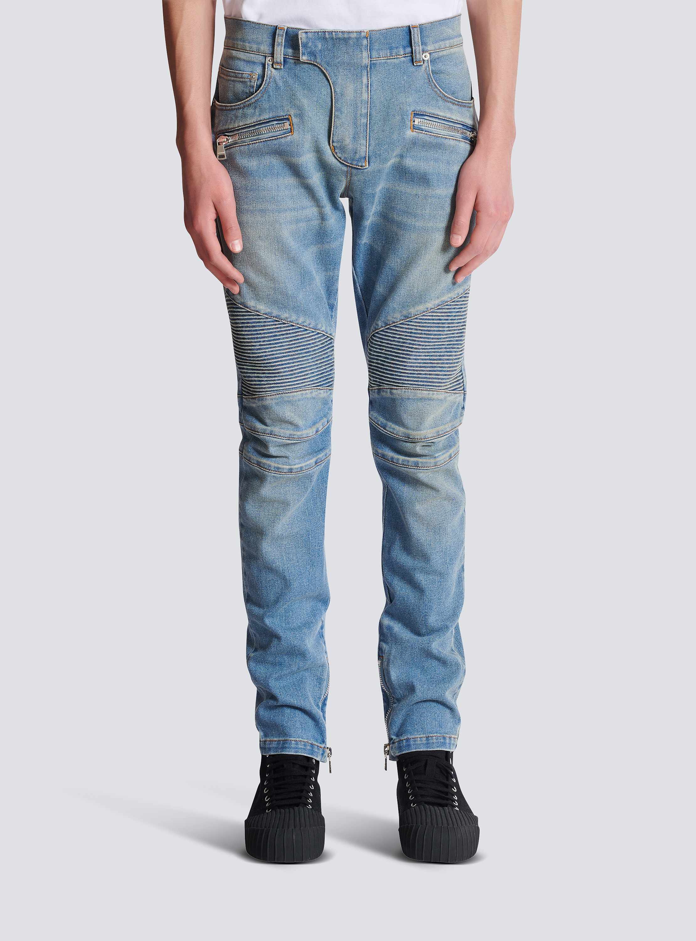デニム製 スリム バイカージーンズ - Men | BALMAIN
