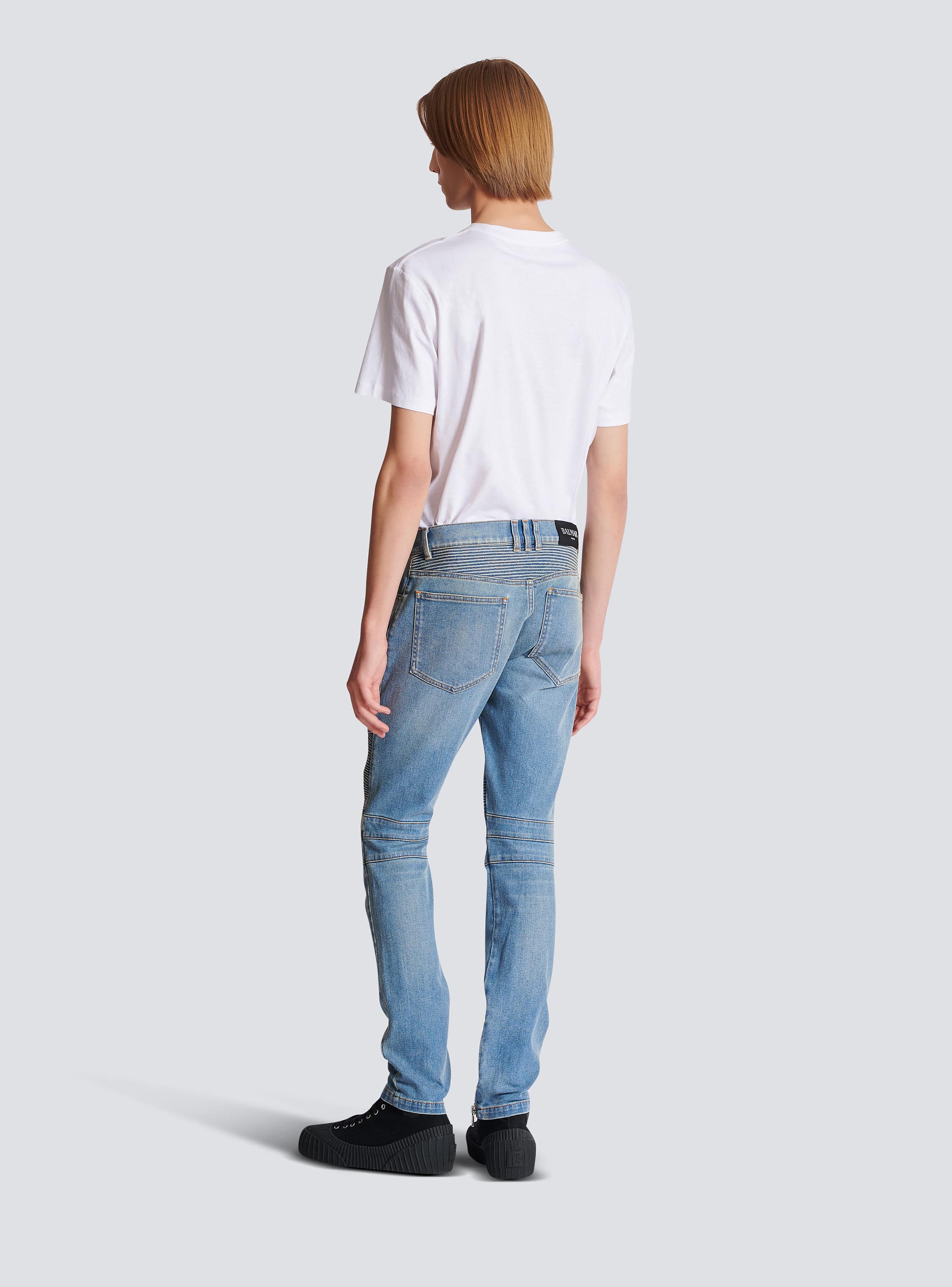 Slim-fit biker trousers in denim