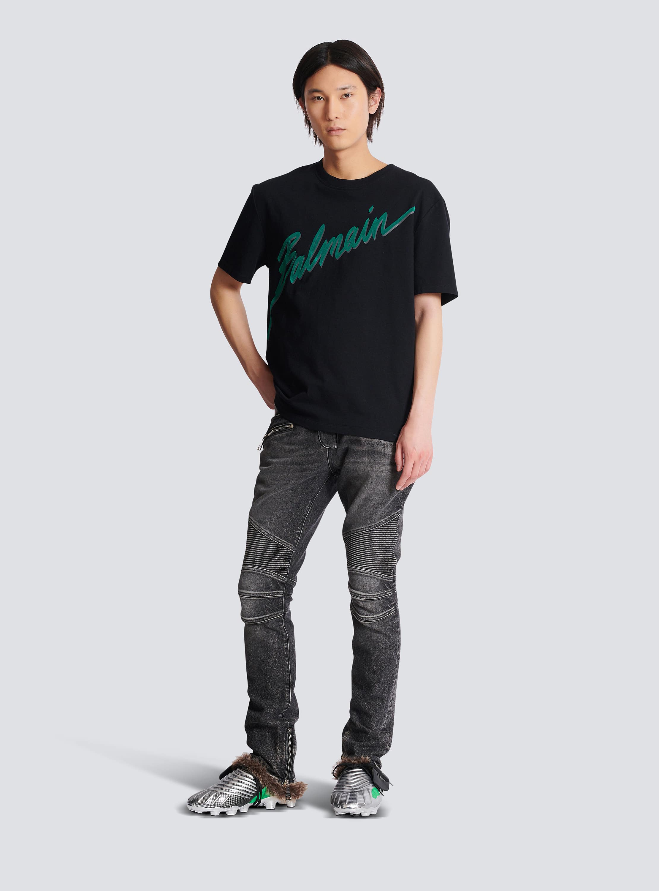 Slim-fit biker trousers in denim