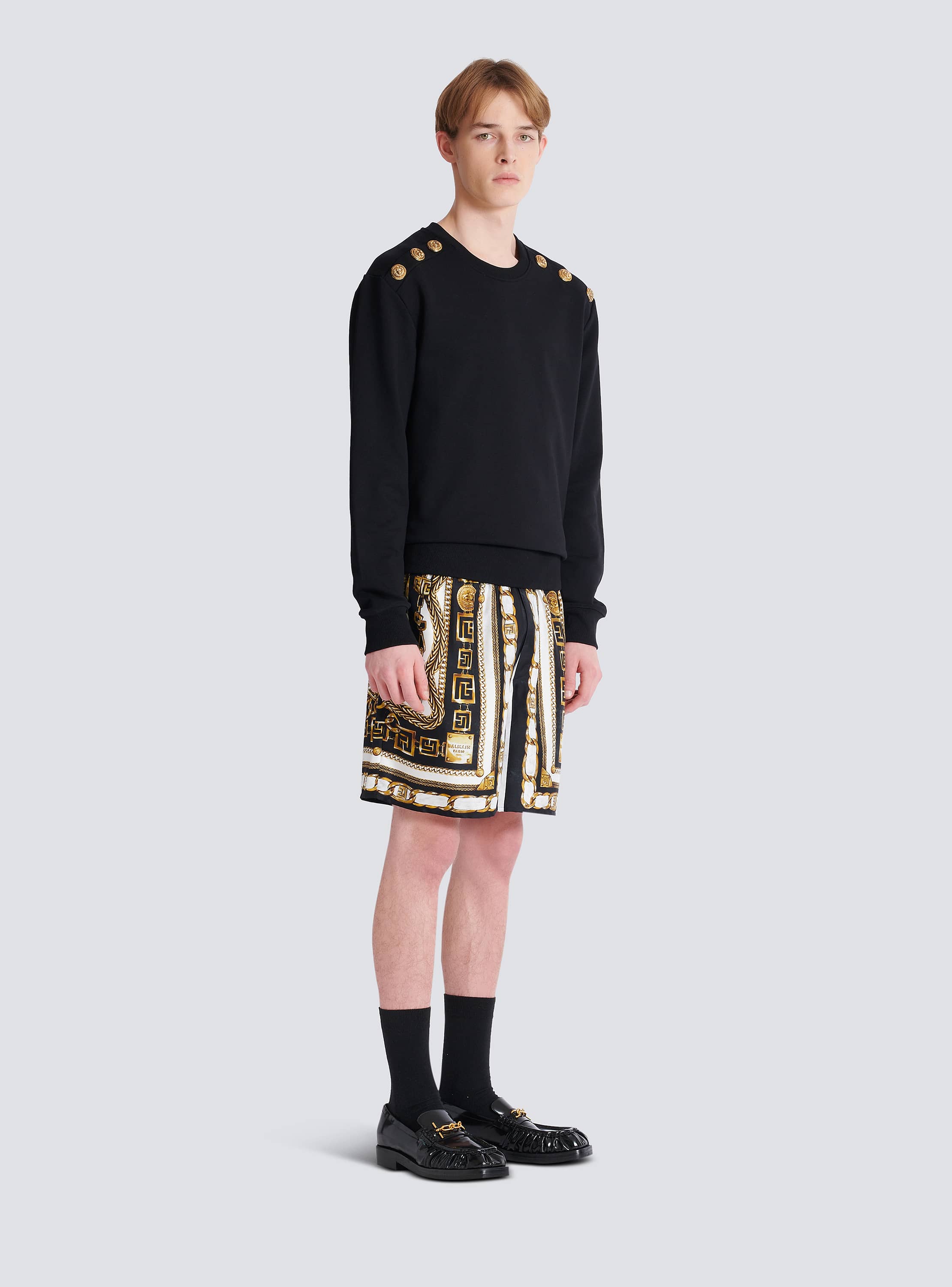 Slinky printed shorts with Foulard Cha&icirc;nes pattern