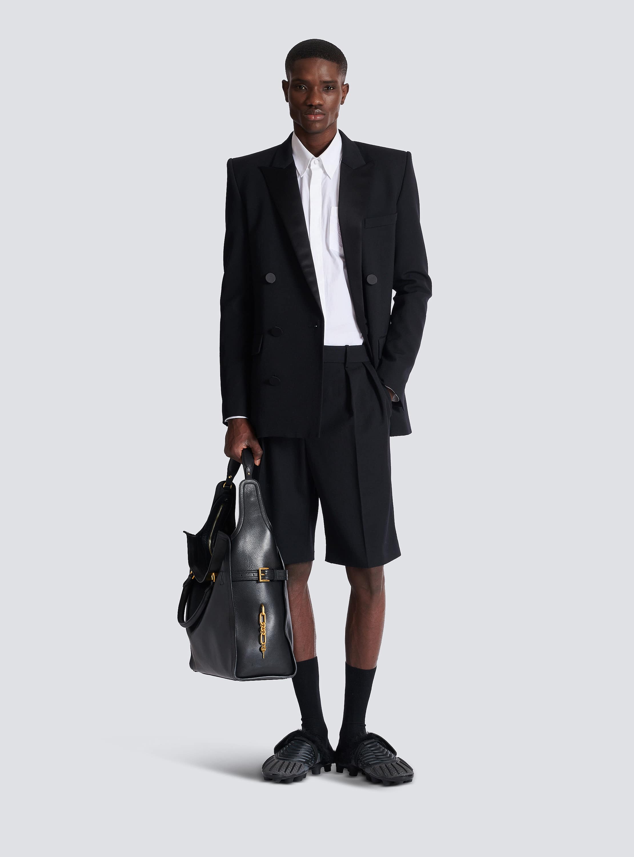 Grain de poudre pleated Bermuda shorts