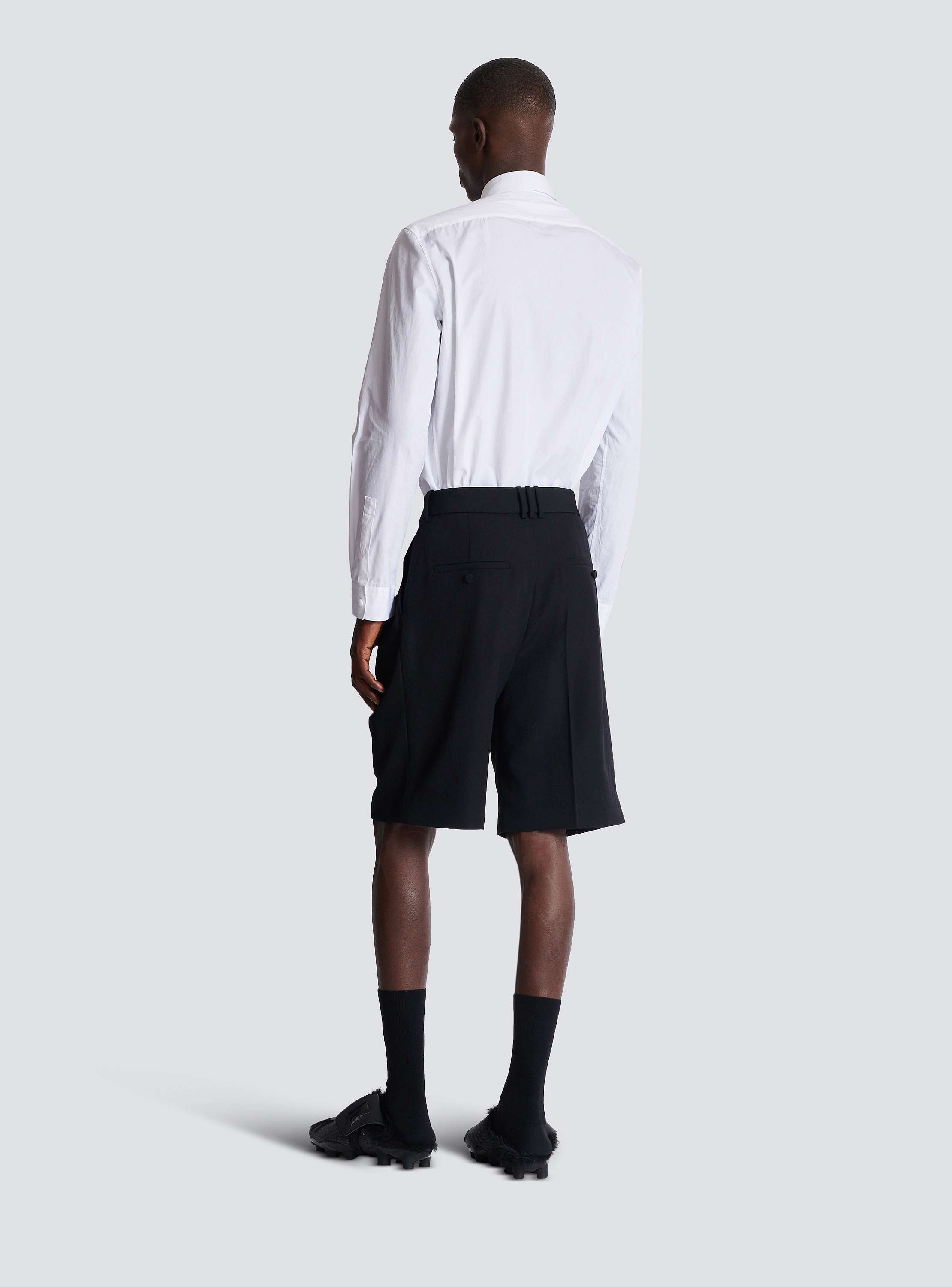 Grain de poudre pleated Bermuda shorts