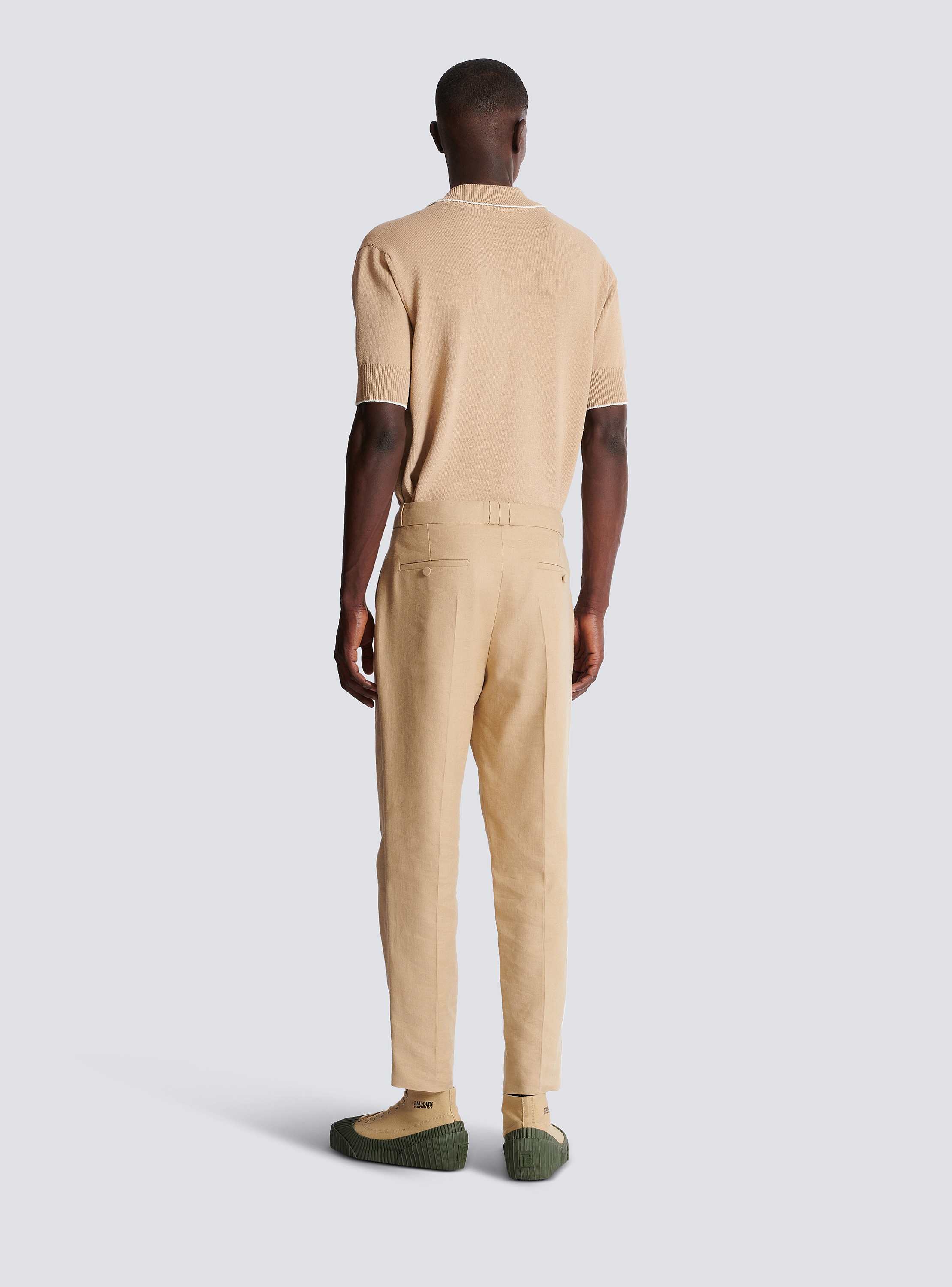 Straight-leg tailored canvas trousers