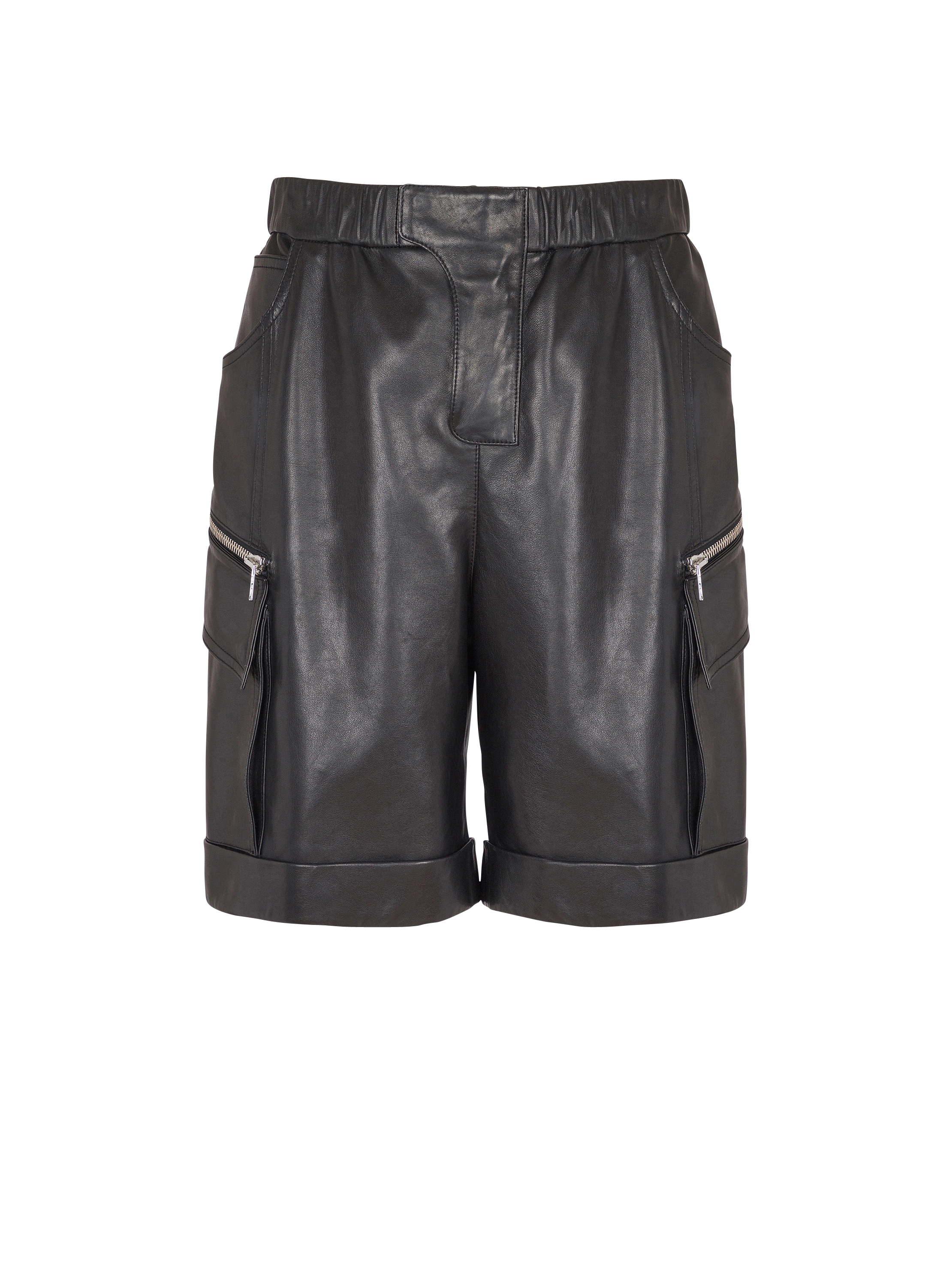 Leather cargo Bermuda shorts