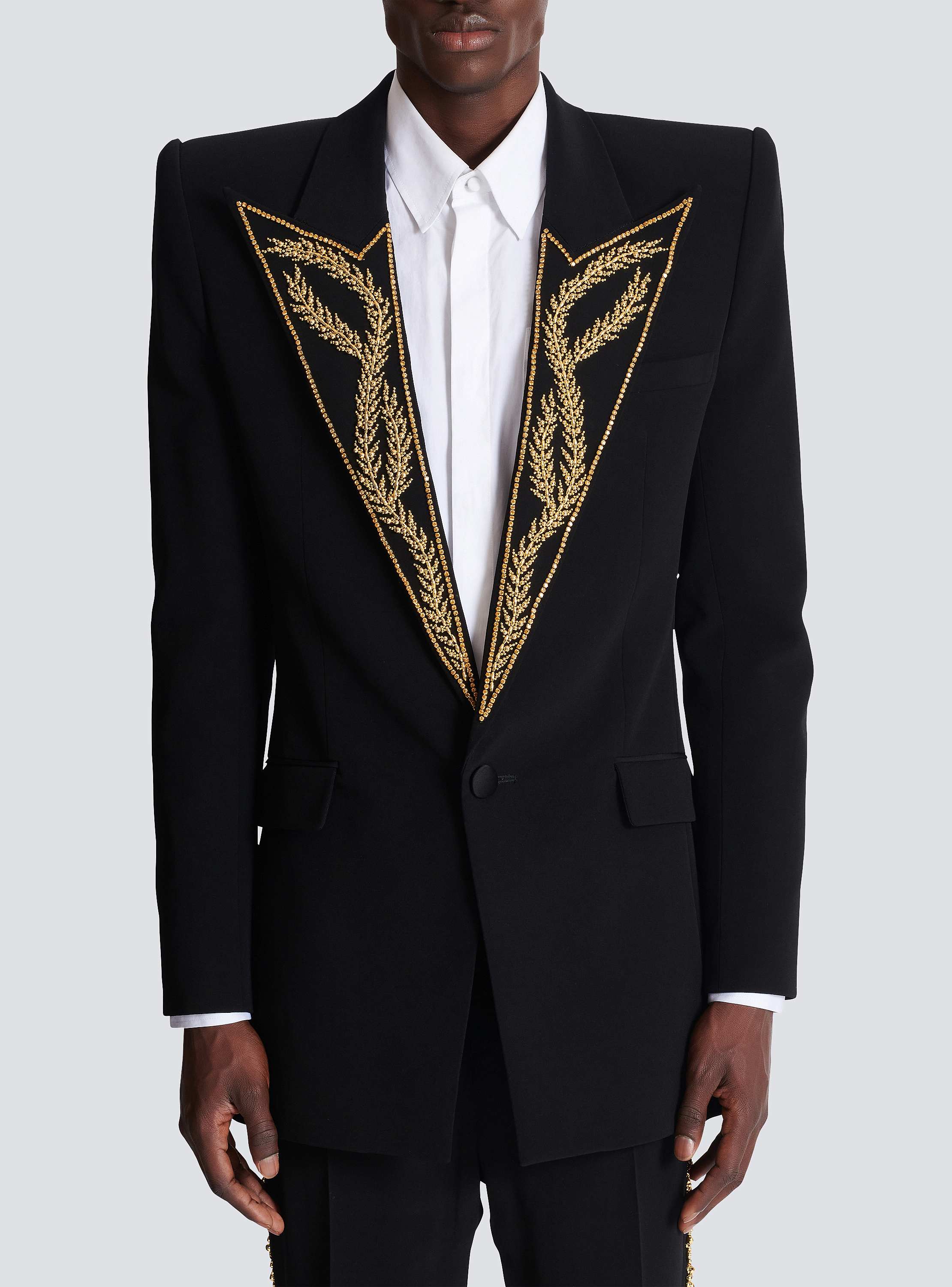 1-button jacket with embroidered collar - Men | BALMAIN