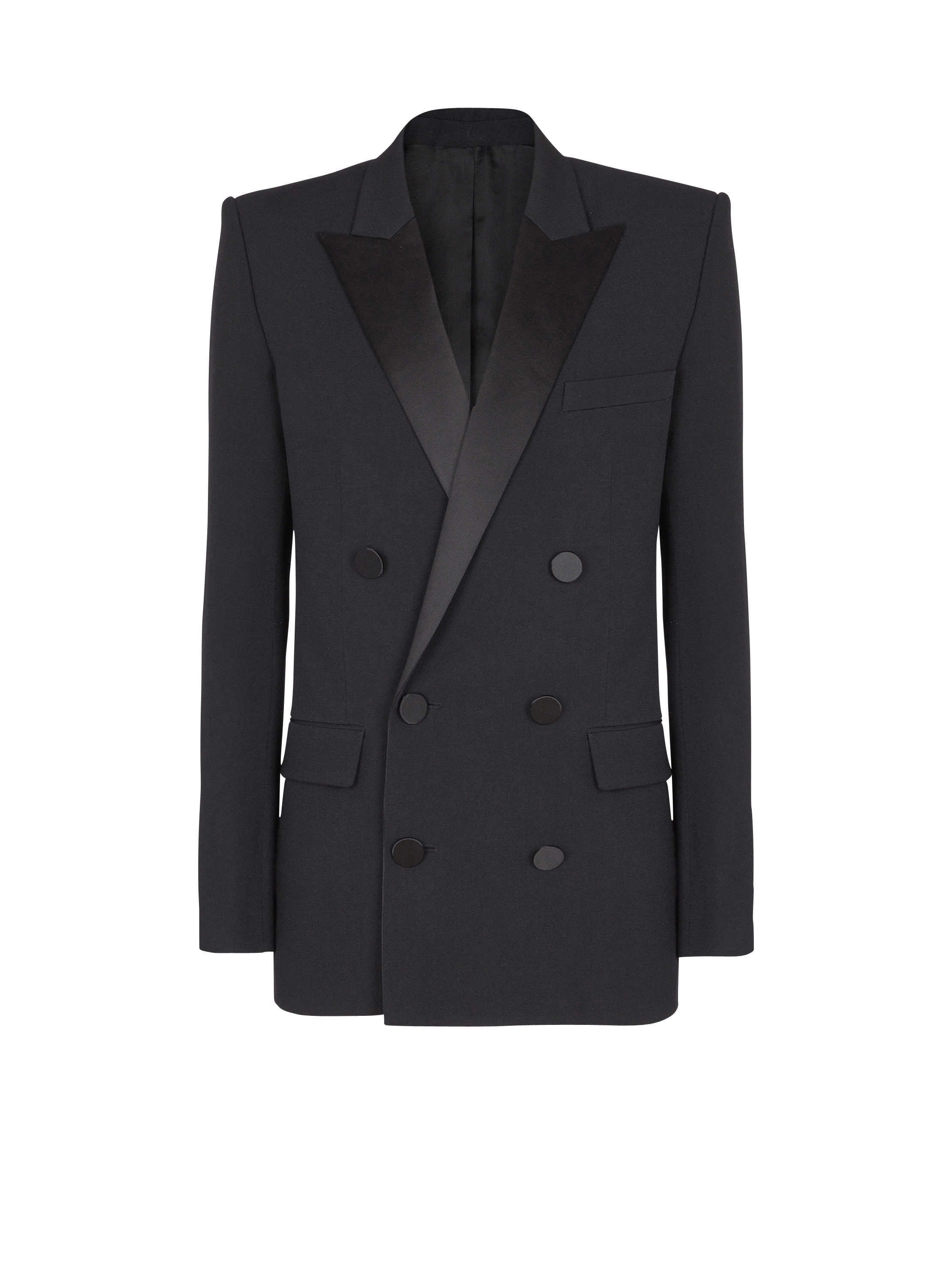 Grain de poudre blazer with satin lapels