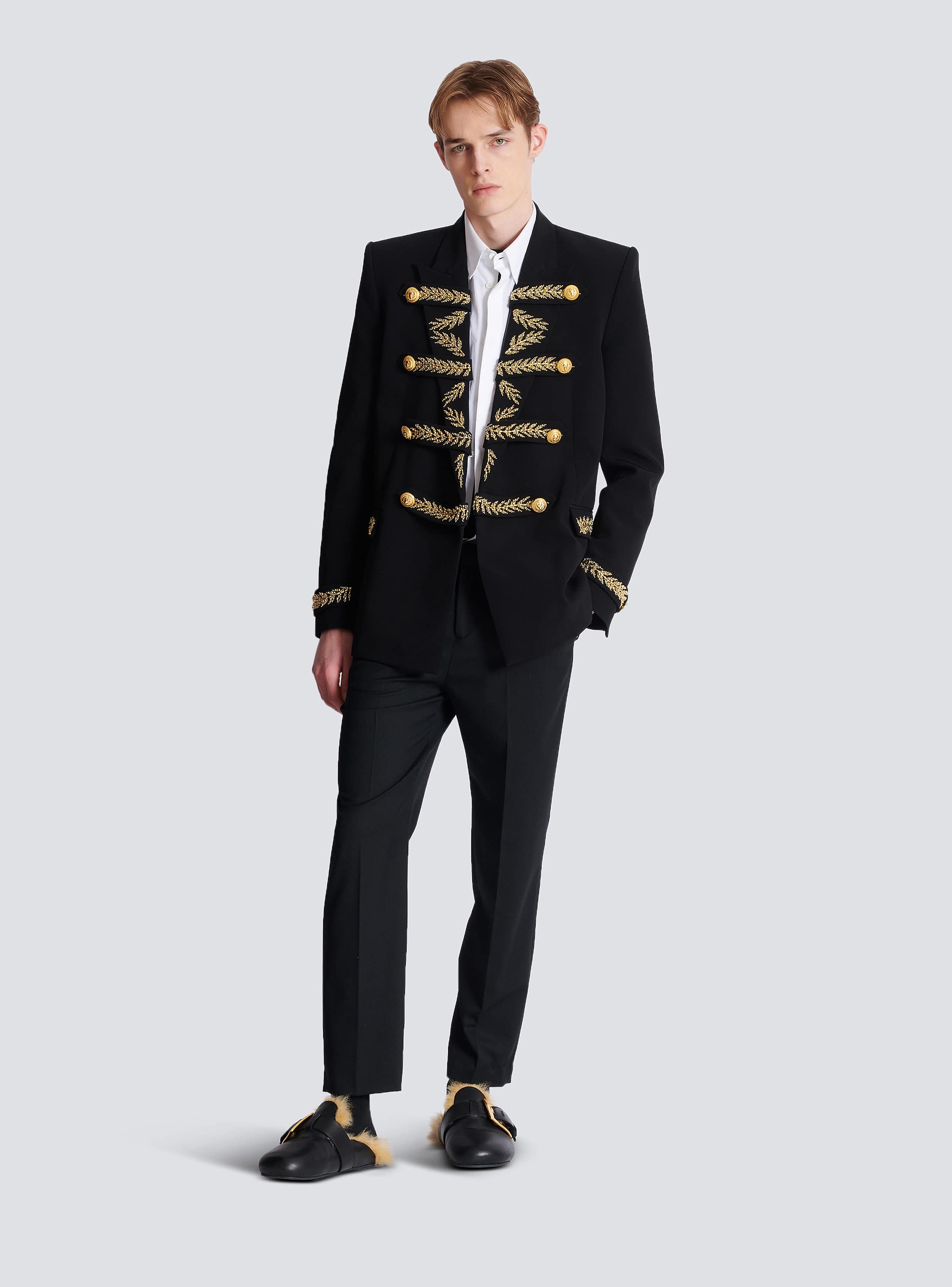 balmain ジャケット　48 Embroidered crepe jacket black black - Men | BALMAIN